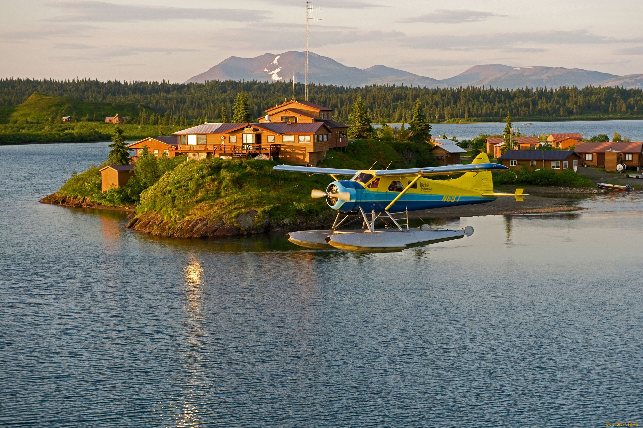 авиация, самолёты, амфибии, остров, гидроплан, пейзаж, аляска