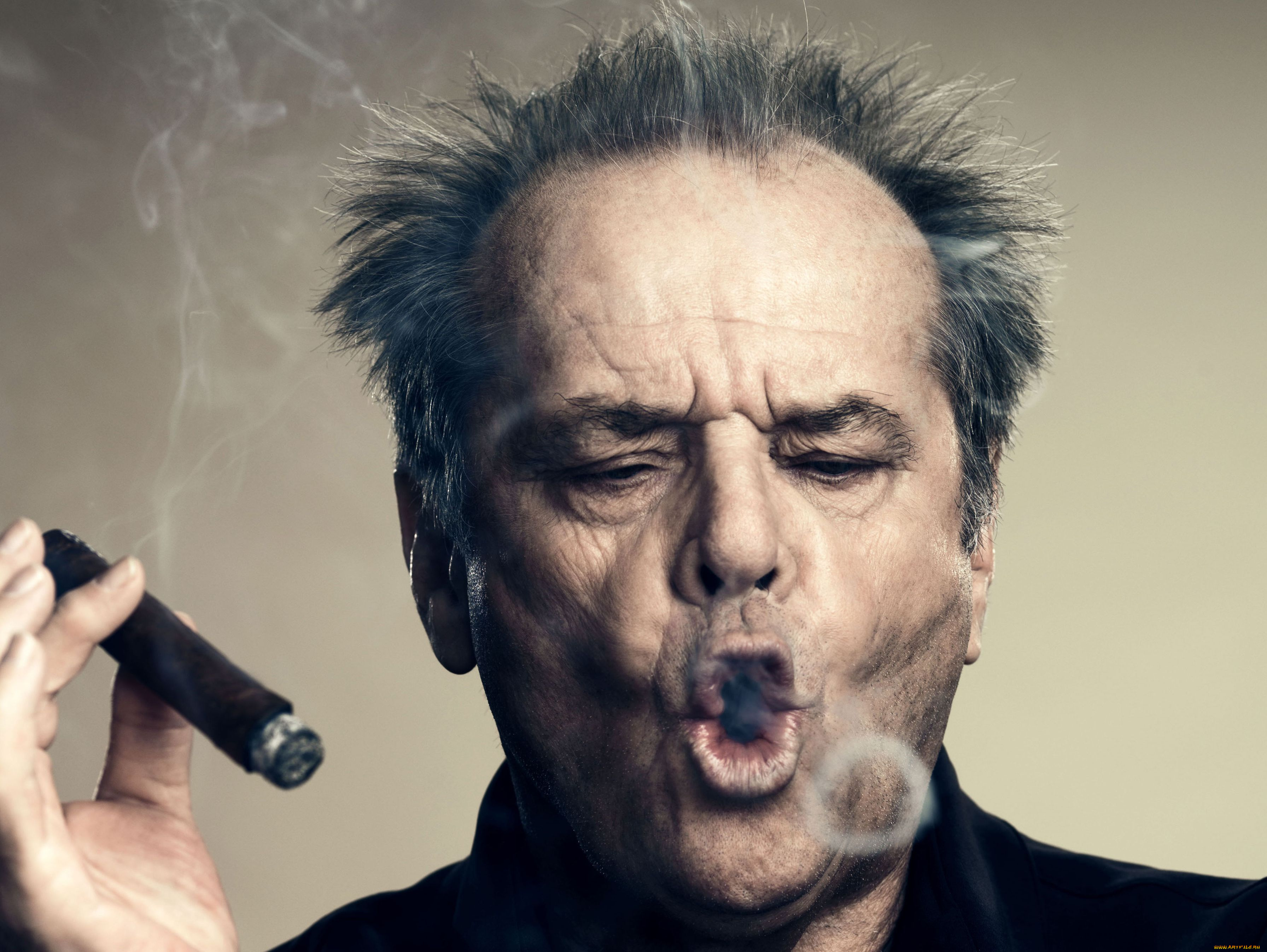jack, nicholson, мужчины, сигара, дым