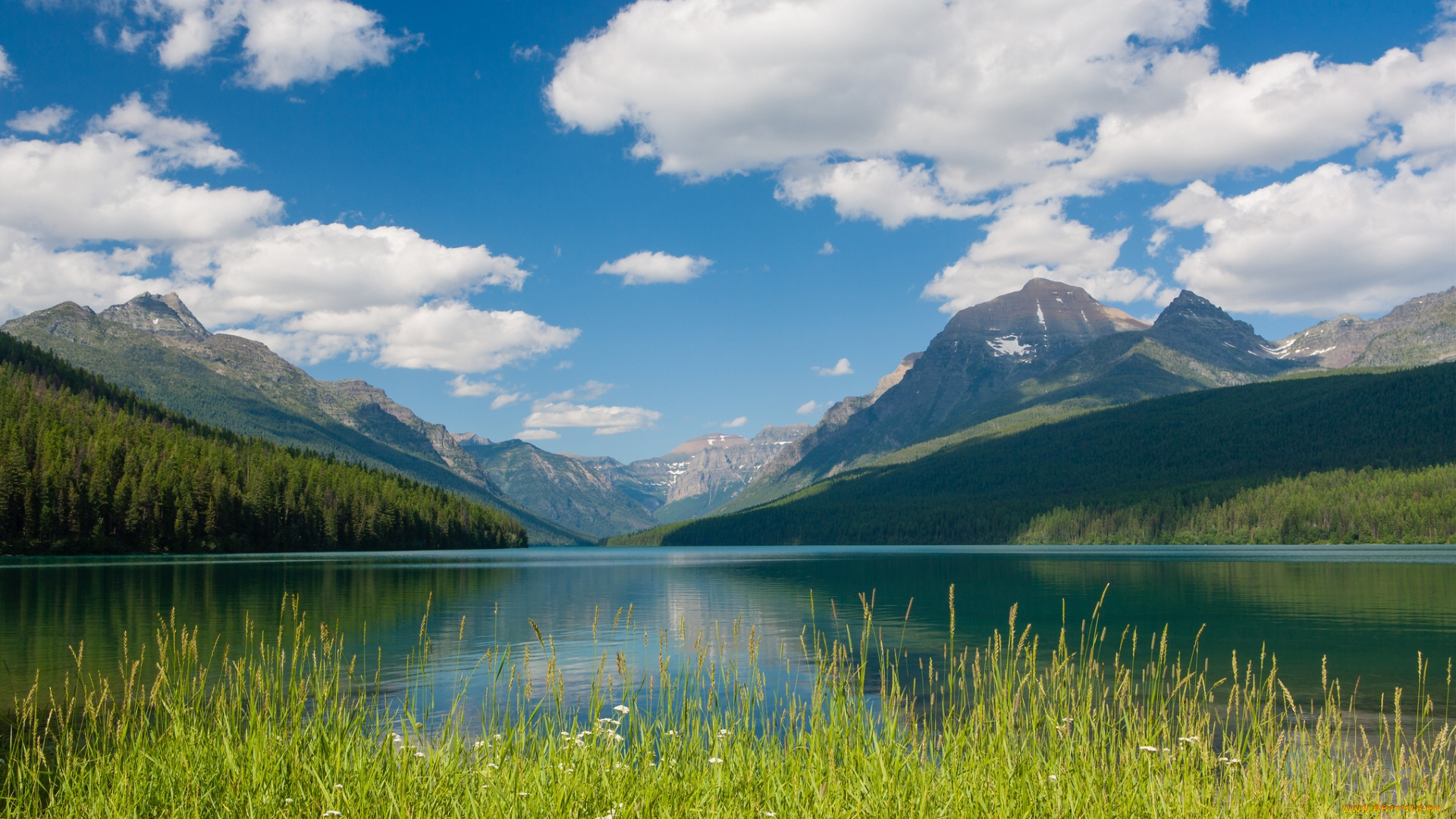 bowman, lake, glacier, national, park, montana, природа, реки, озера, национальный, парк, глейшер, монтана, озеро, горы, облака, пейзаж