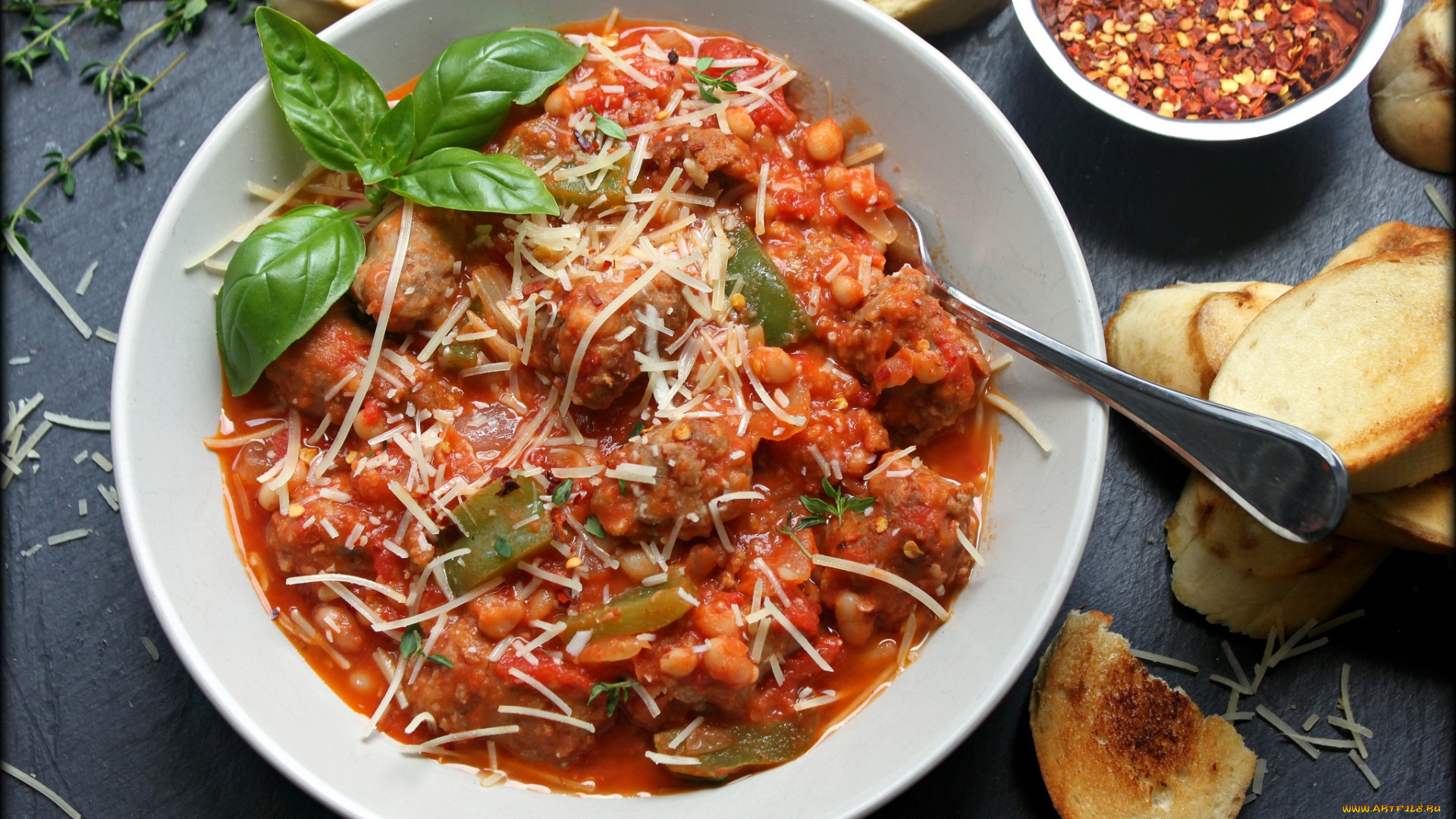 еда, вторые, блюда, гренки, пармезан, базилик, нут