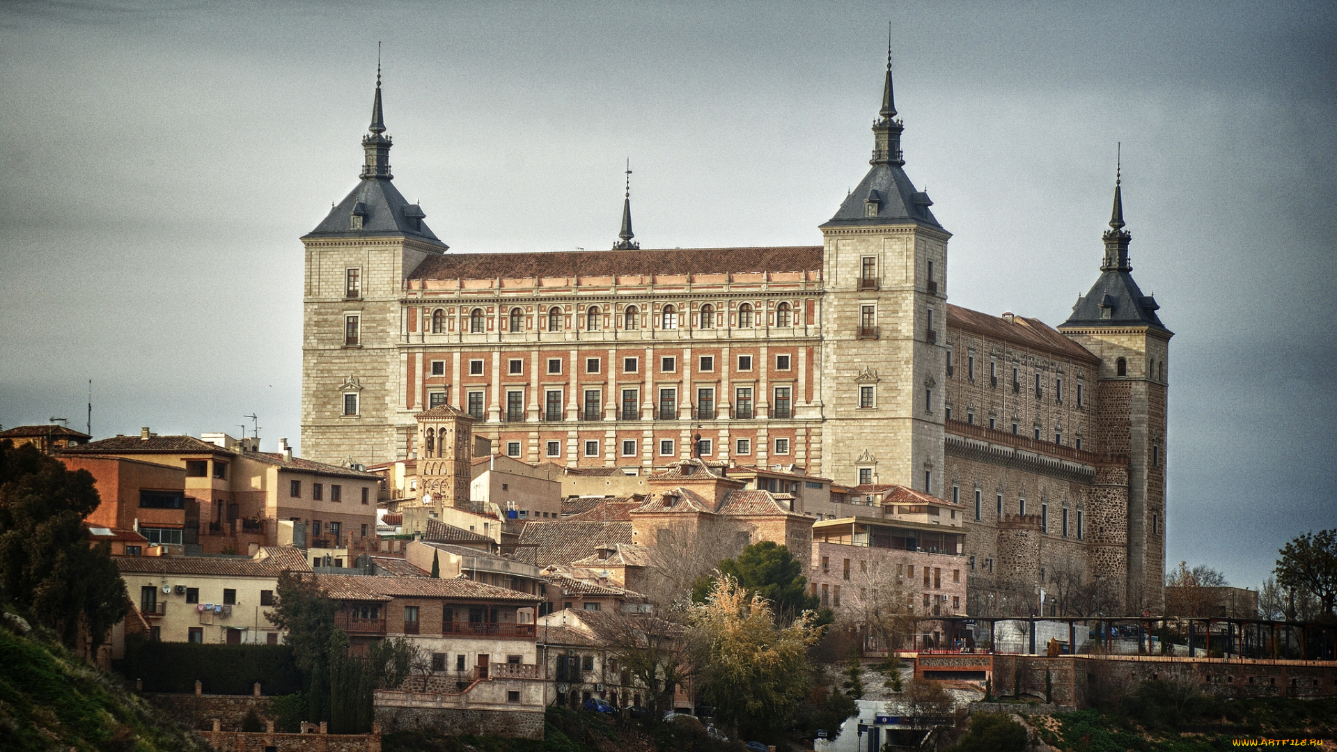 города, толедо, испания, замок, алькарас