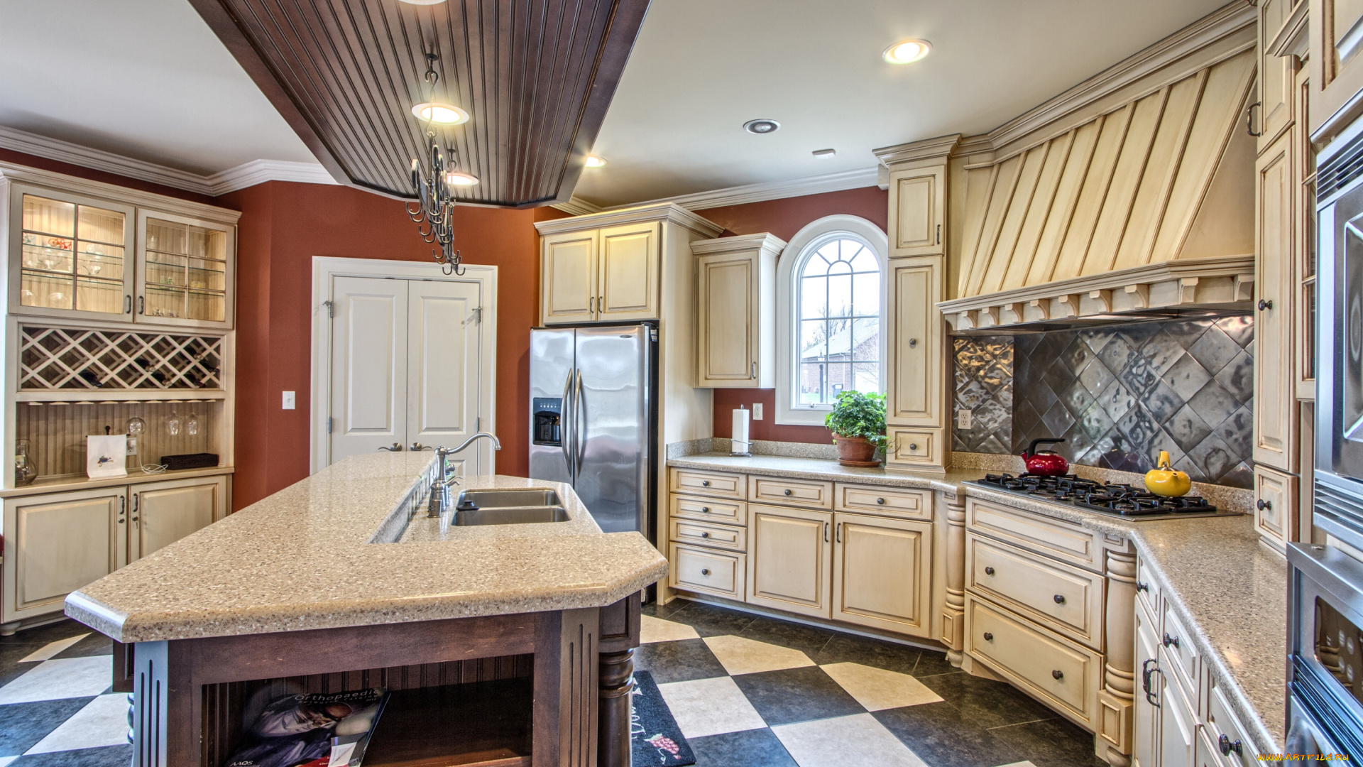 интерьер, кухня, мебель, холодильник