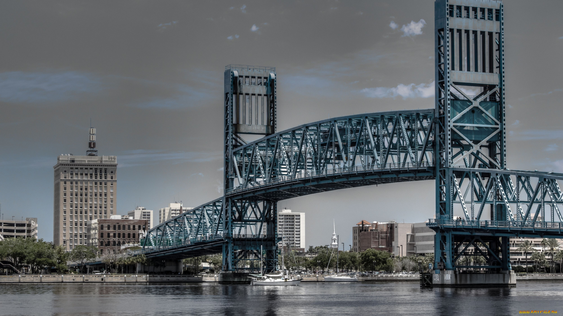 main, street, bridge, jacksonville, florida, города, мосты, флорида, река, джексонвилл