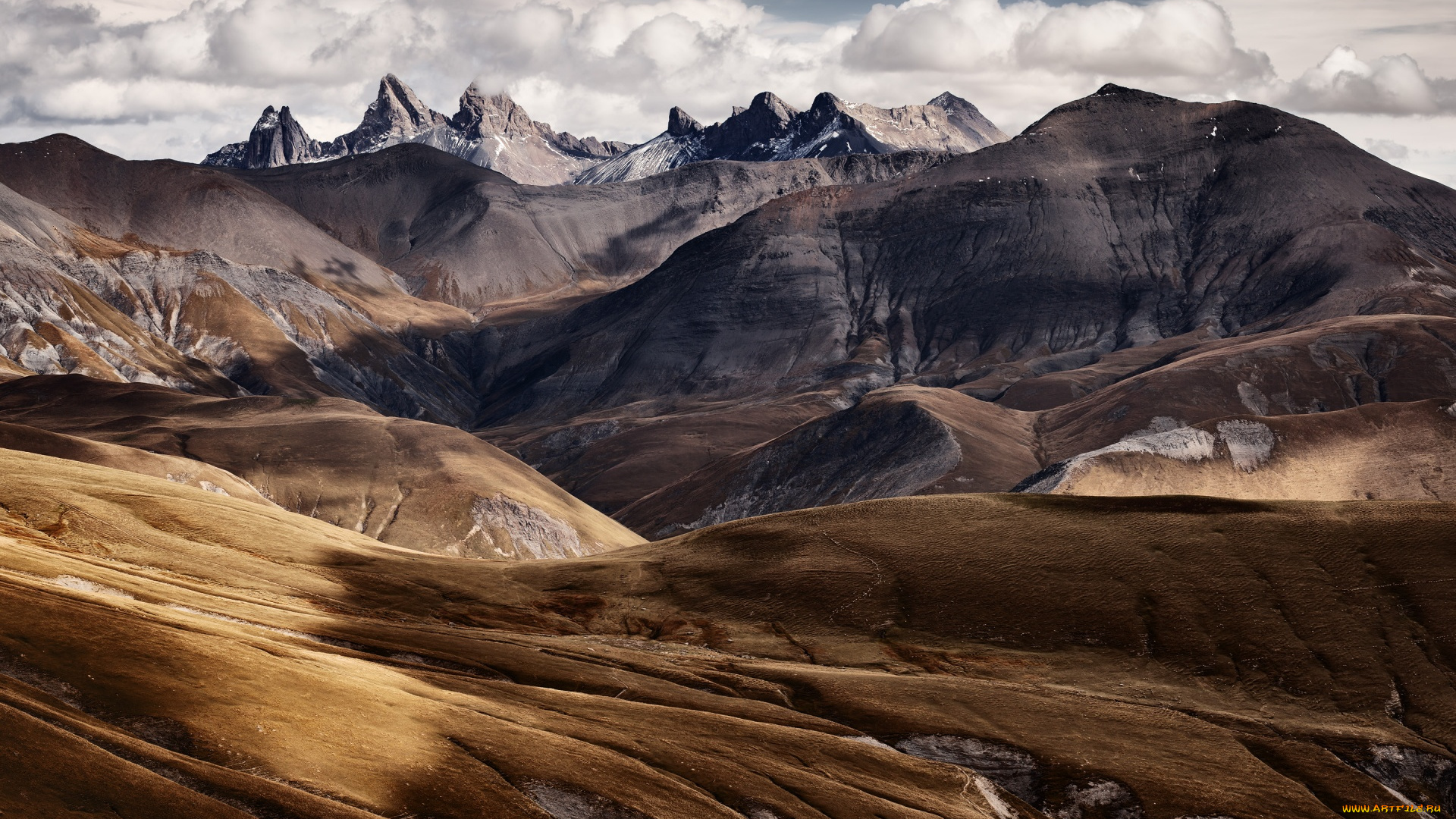 природа, горы, ущелья, облака, пики