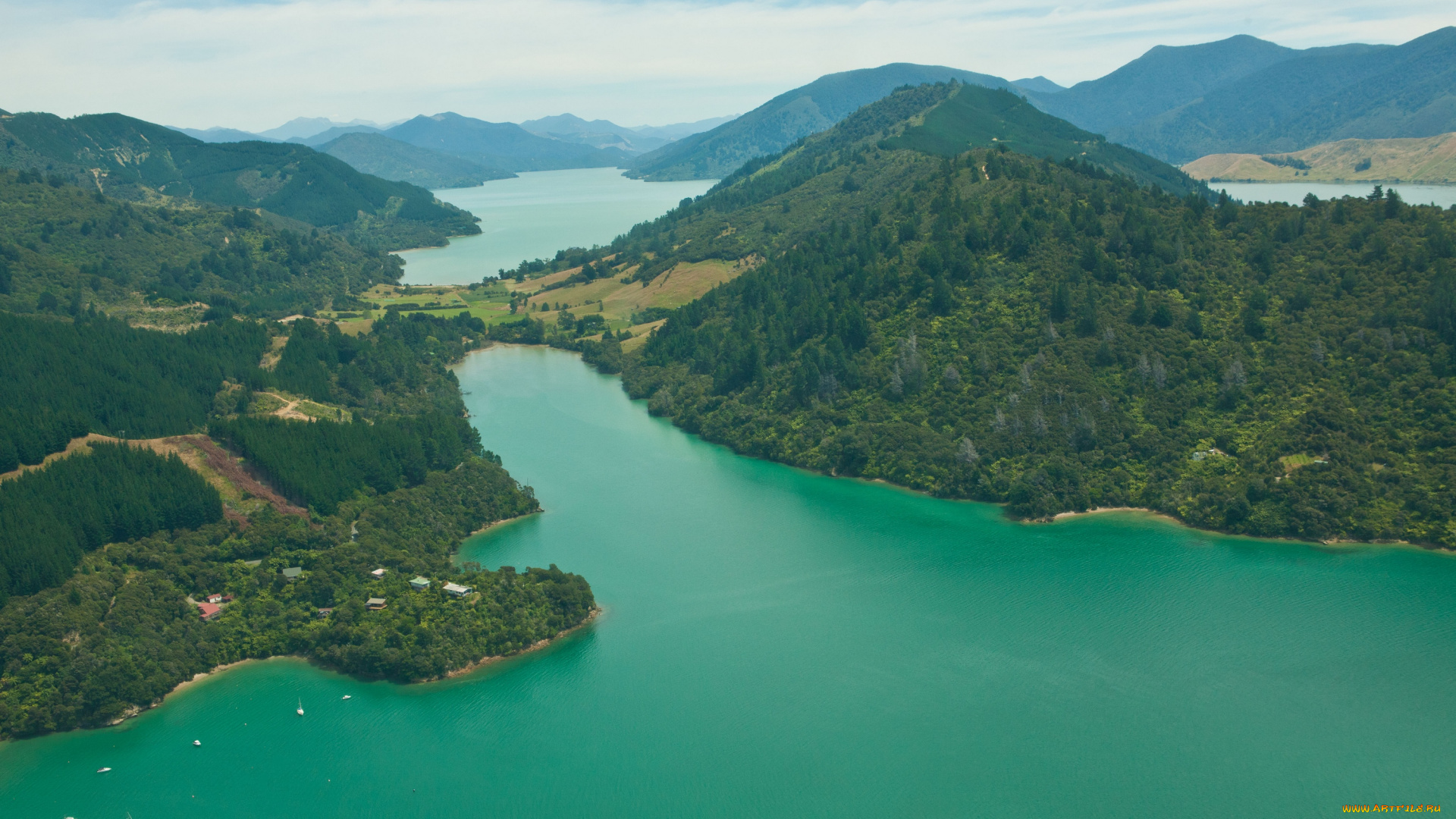 природа, пейзажи, южный, остров, пиктон, новая, зеландия