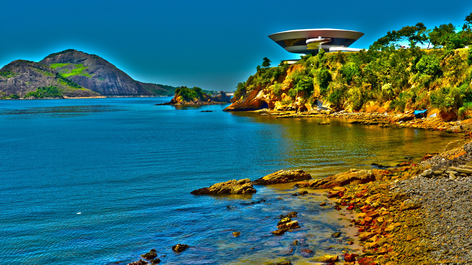 природа, побережье, музей, искусств, бразилия, нитерой