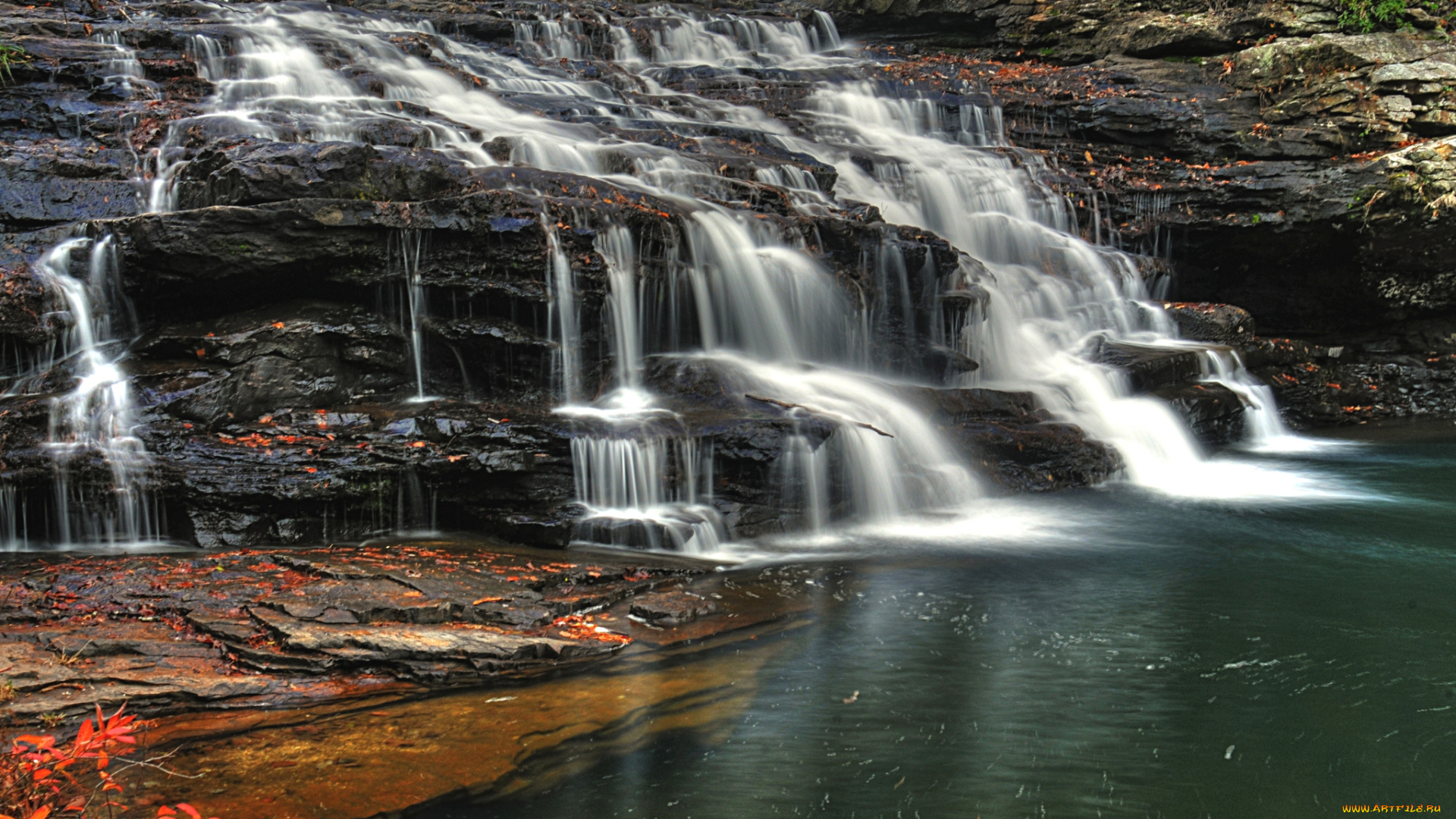 природа, водопады, вода, поток