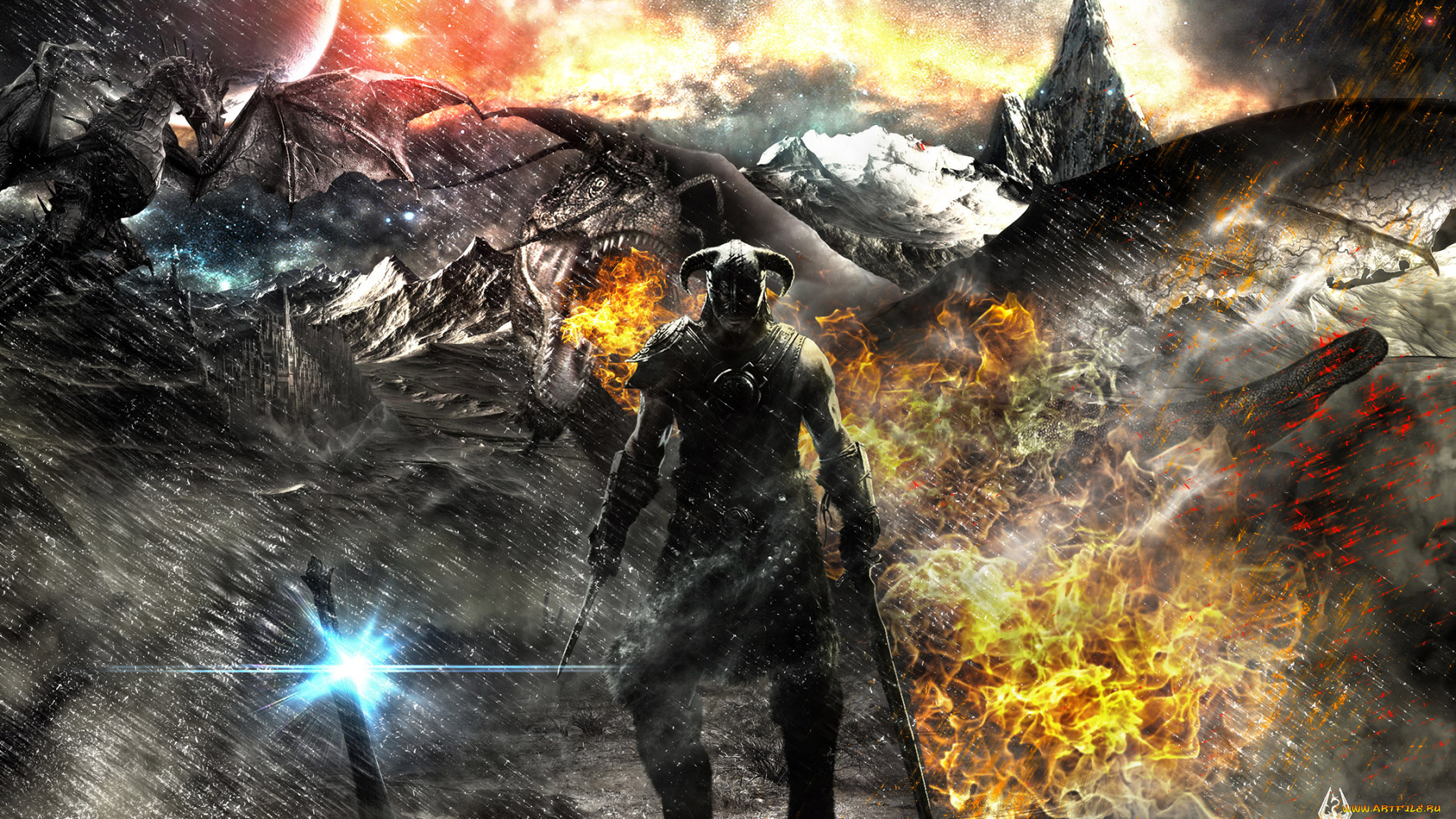 the, elder, scrolls, skyrim, видео, игры, дракон