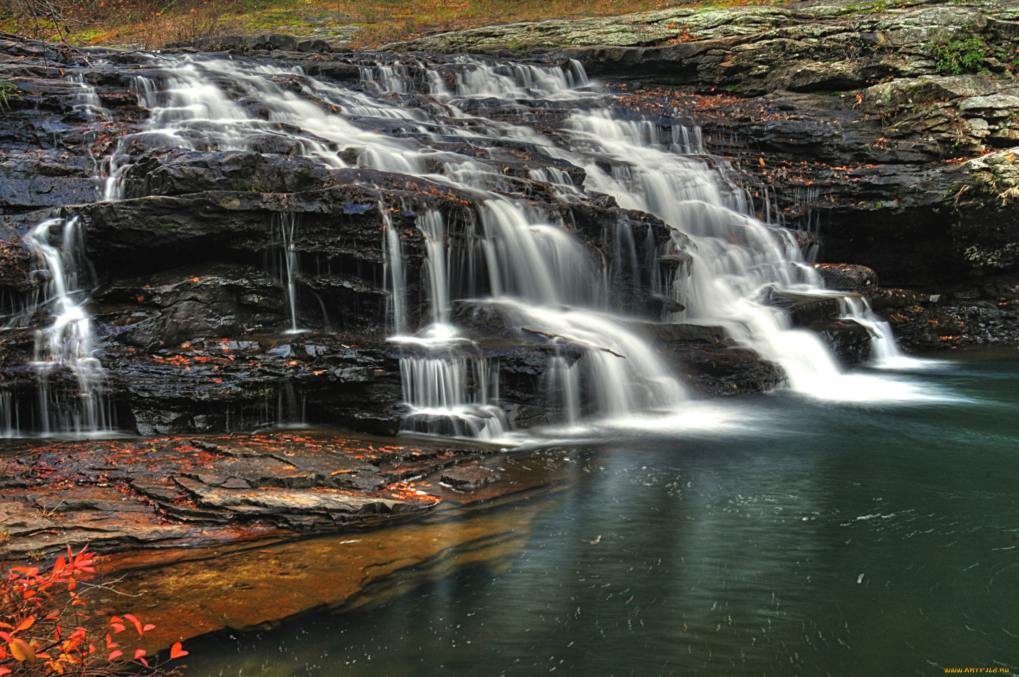 природа, водопады, вода, поток