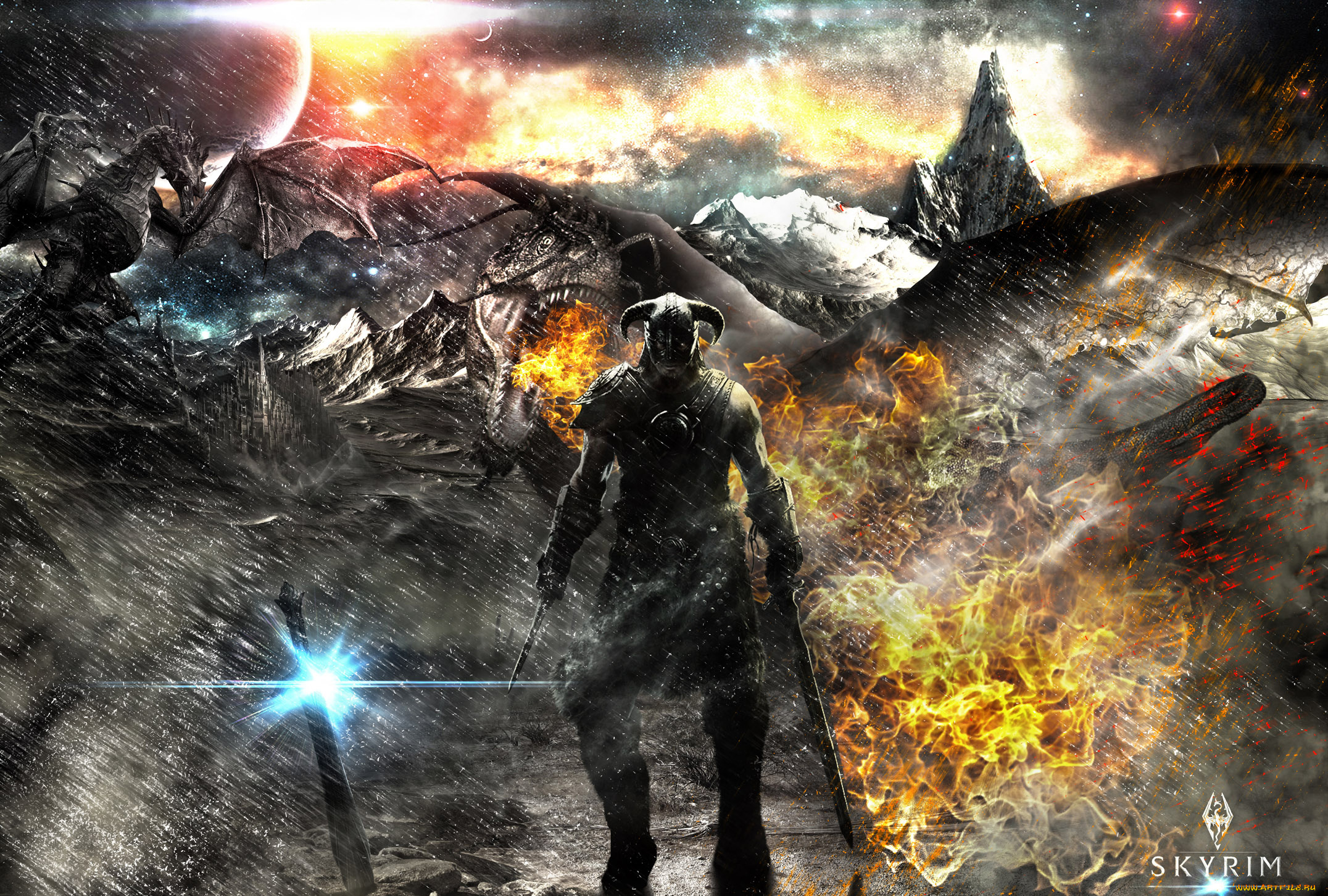 the, elder, scrolls, skyrim, видео, игры, дракон