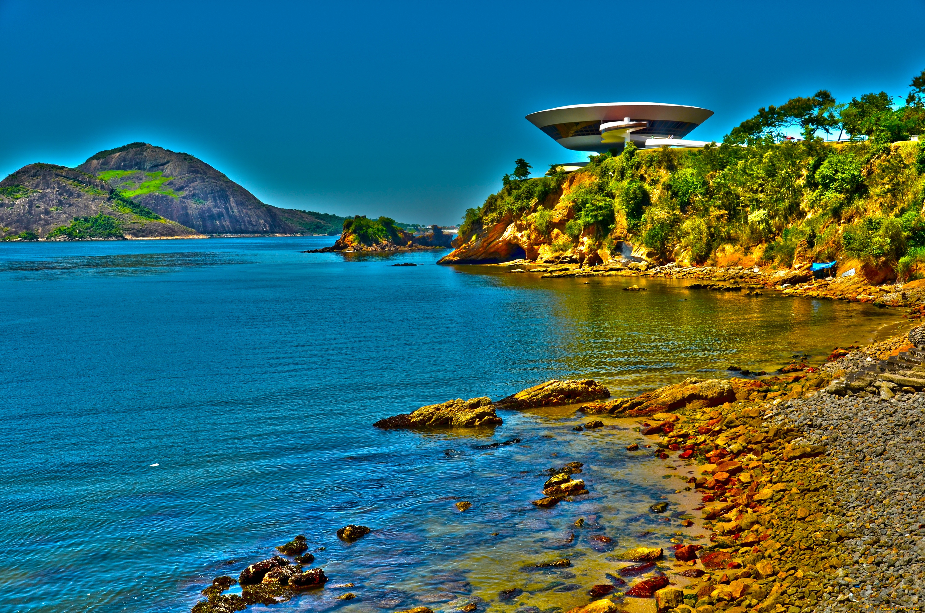 природа, побережье, музей, искусств, бразилия, нитерой