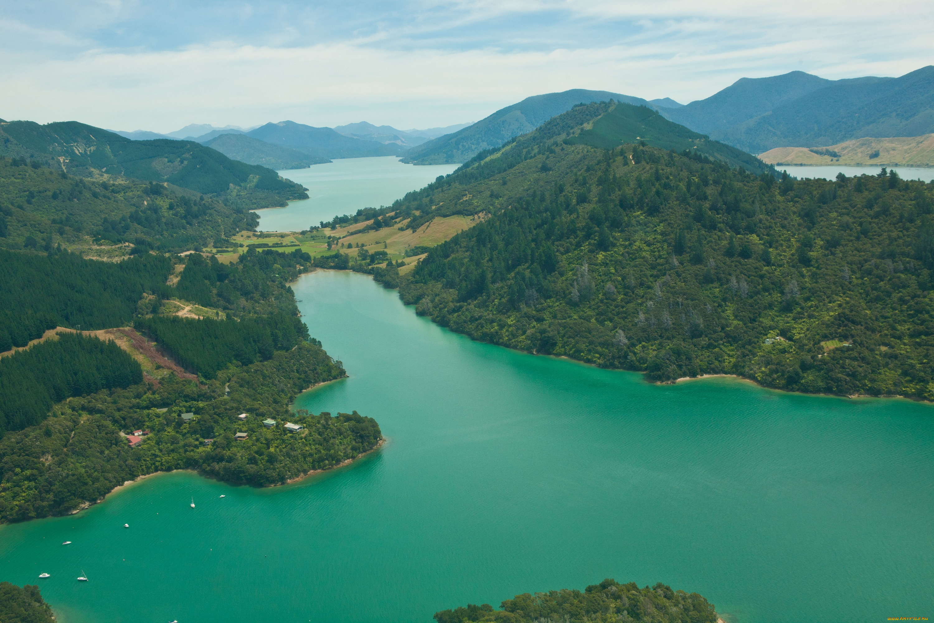 природа, пейзажи, южный, остров, пиктон, новая, зеландия