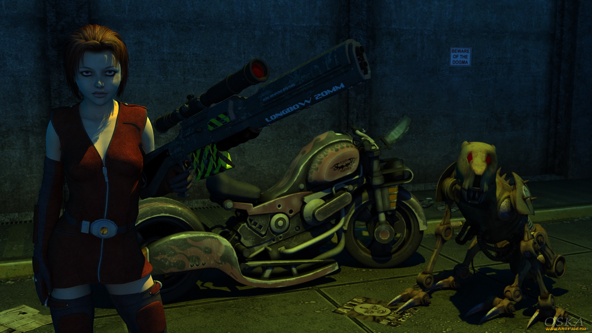 3д, графика, fantasy, , фантазия, робот, взгляд, девушка