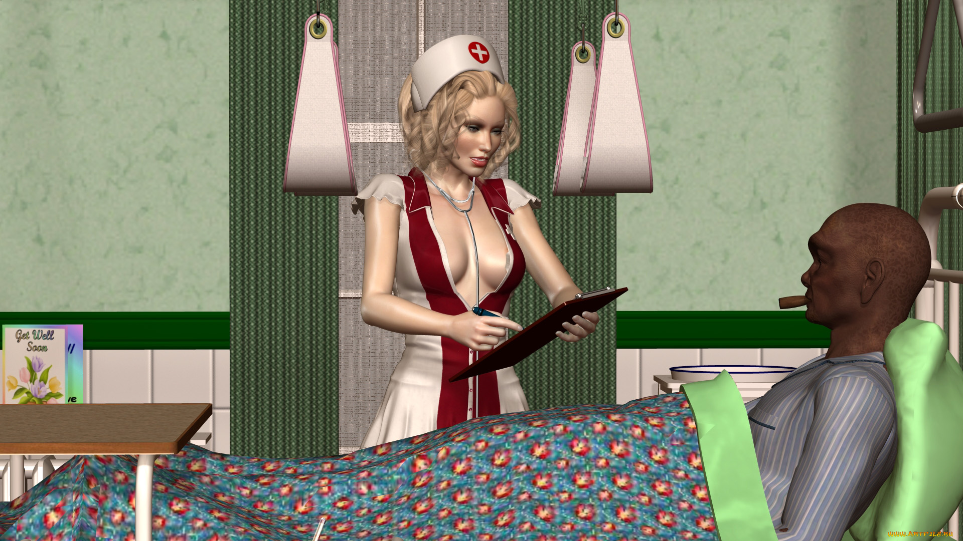 3д, графика, people, , люди, медсестра