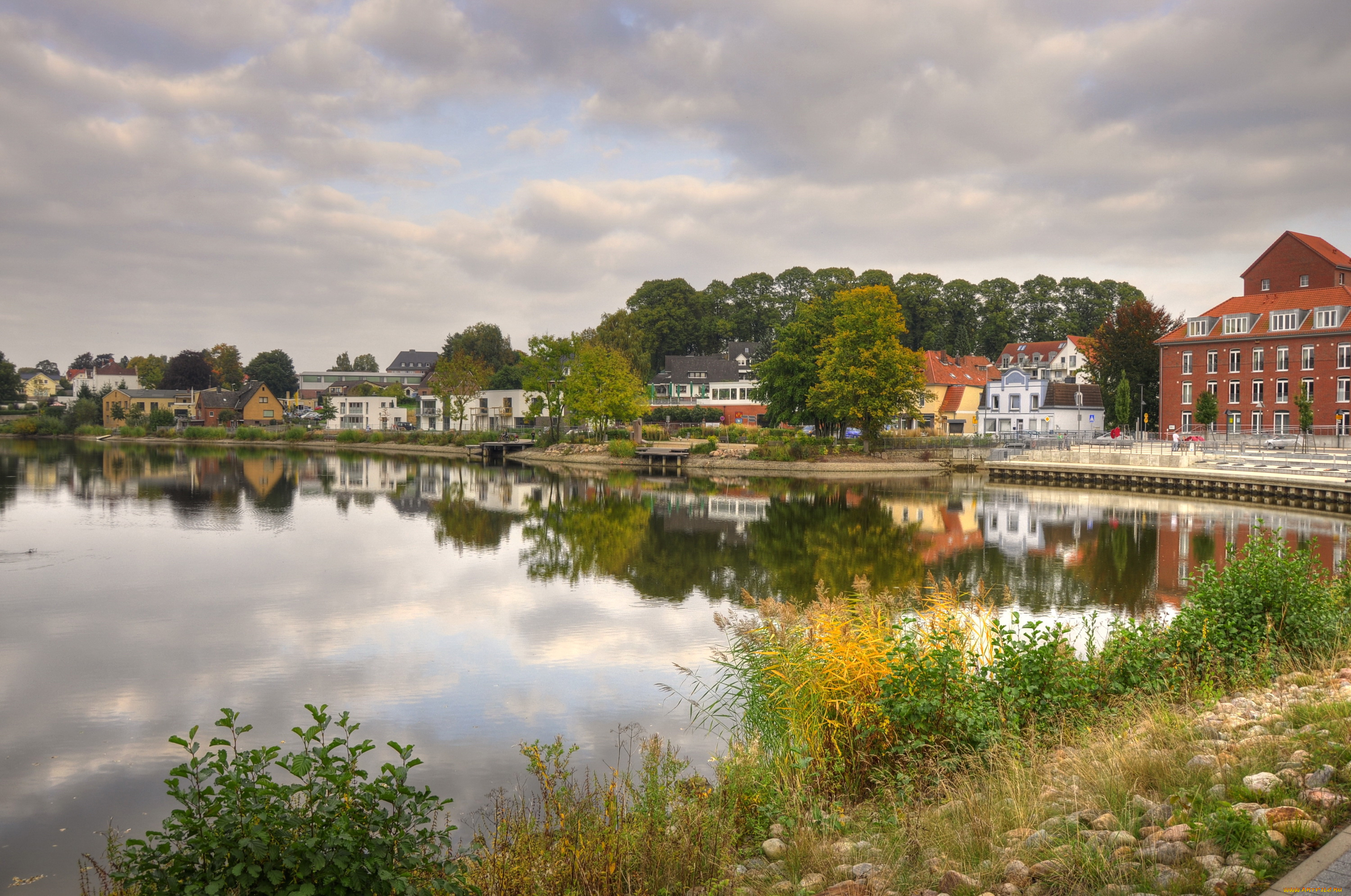 райнфельд, , германия, города, -, улицы, , площади, , набережные, набережная, река, дома, германия, райнфельд