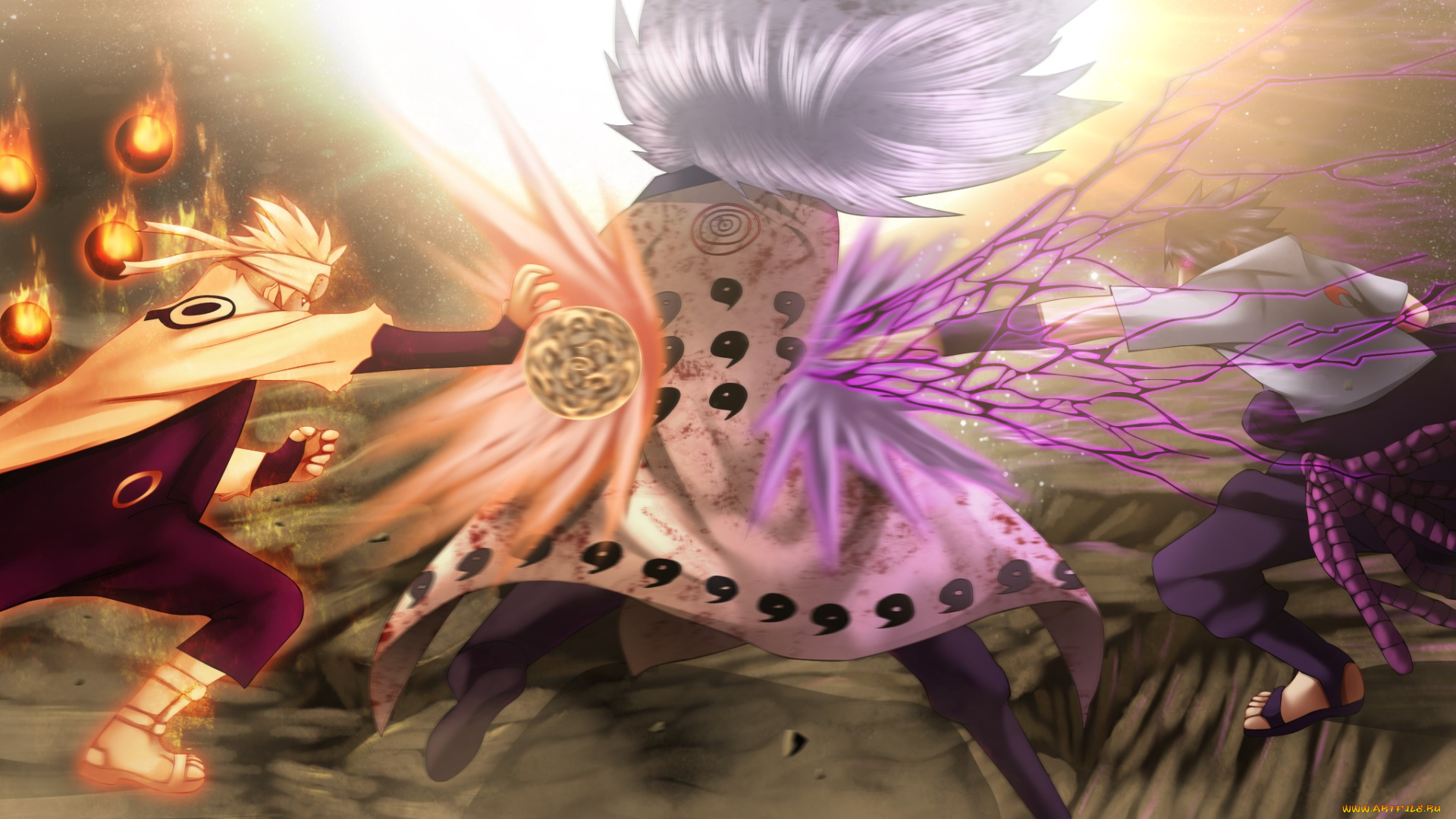 аниме, naruto, сражение, uchiha, sasuke, удар, стихия, воин, мужчина, uzumaki, магия
