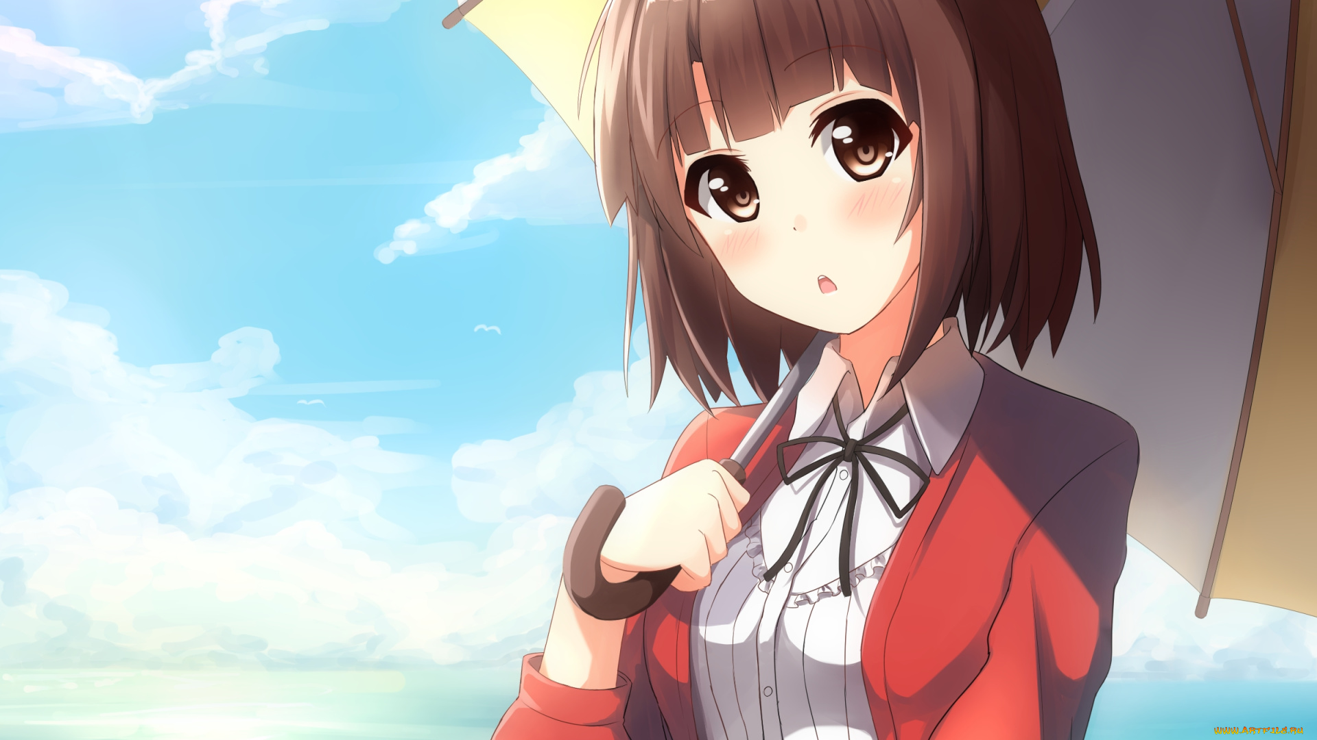 аниме, saenai, heroine, no, sodatekata, saenai, heroine, no, sodatekata, шатенка, девушка, арт, katou, megumi, onamae, kun, зонт