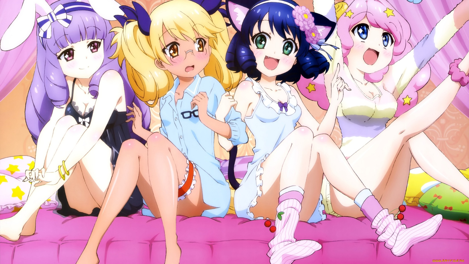 аниме, животные, , существа, арт, девочки