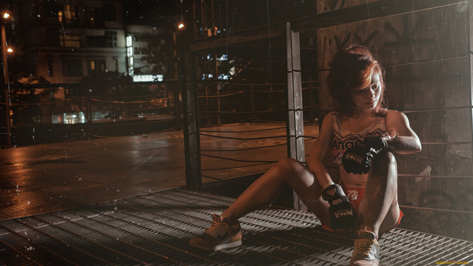 девушки, -unsort, , азиатки, перчатки, азиатка, девушка, отдых, решетка, шорты