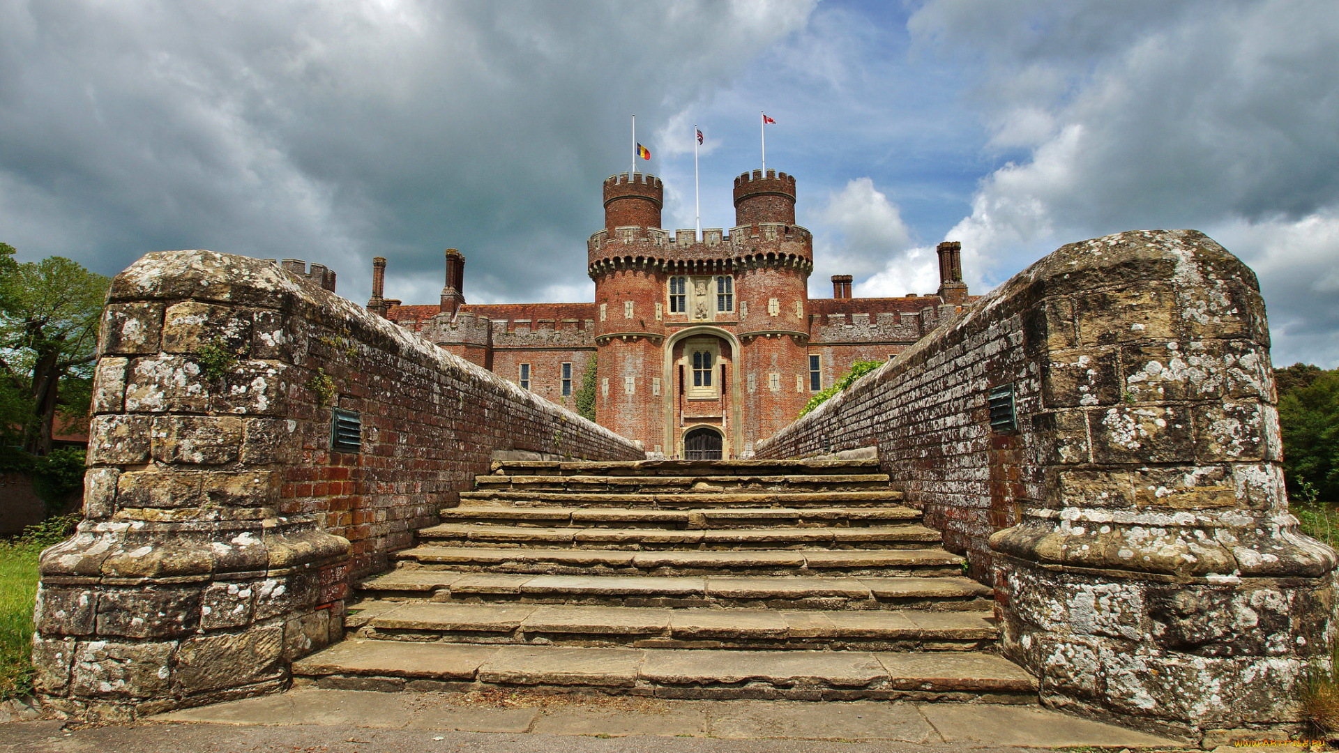 herstmonceux, castle, города, замки, англии, лестница, крепость, замок