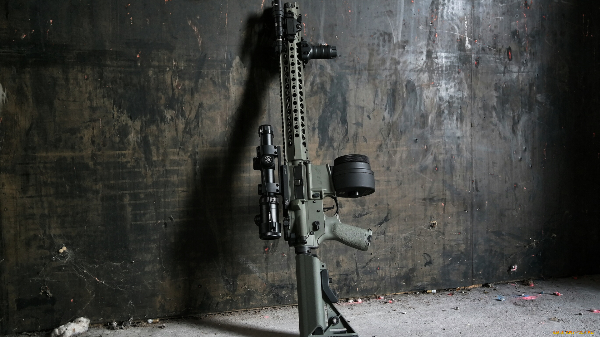 оружие, винтовки, с, прицеломприцелы, м4, штурмовая, винтовка, карабин, стена