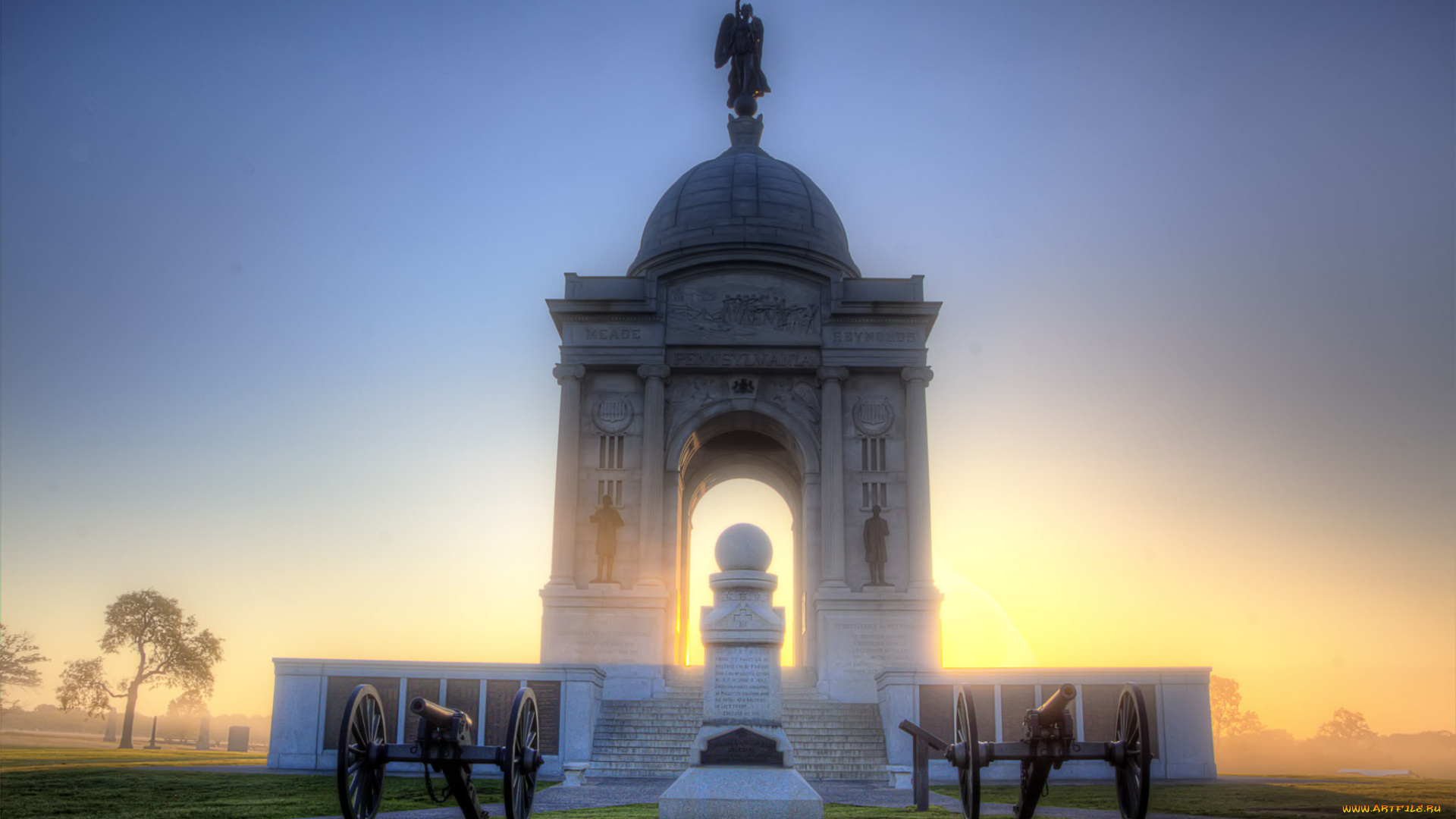 pennsylvania, monument, at, sunrise, города, -, исторические, , архитектурные, памятники, история, монумент
