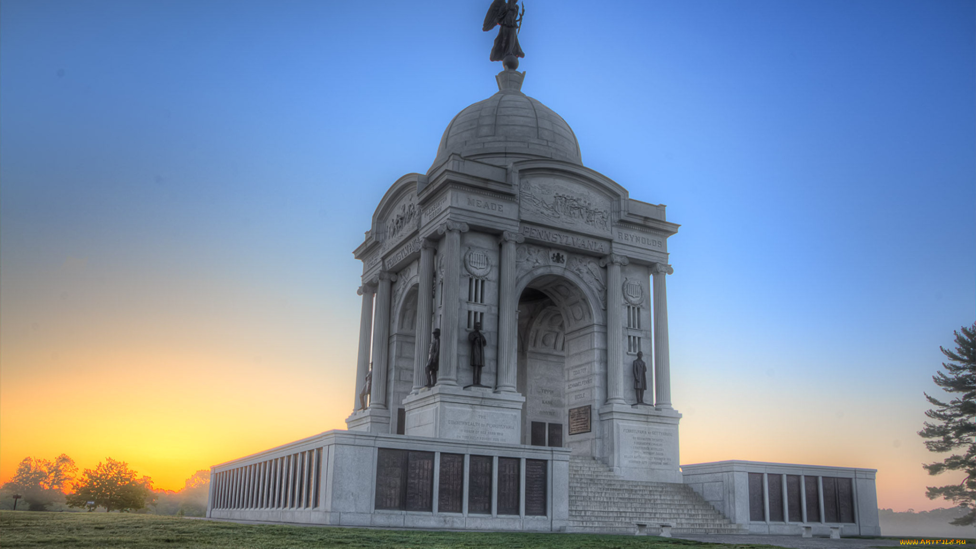 pennsylvania, monument, sunrise, города, -, исторические, , архитектурные, памятники, история, монумент