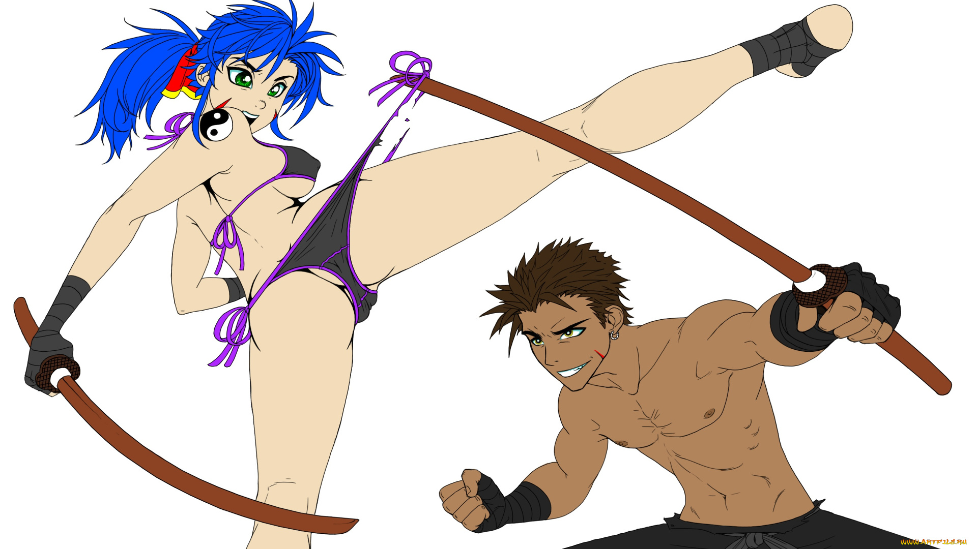 разное, арты, девушка, взгляд, фон, парень, оружие