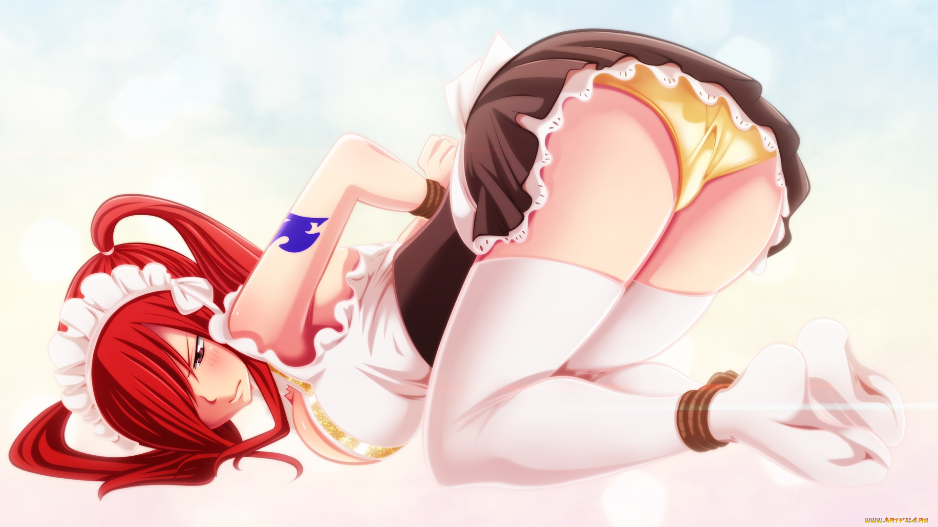 разное, арты, девушка, взгляд, фон, попа, трусики