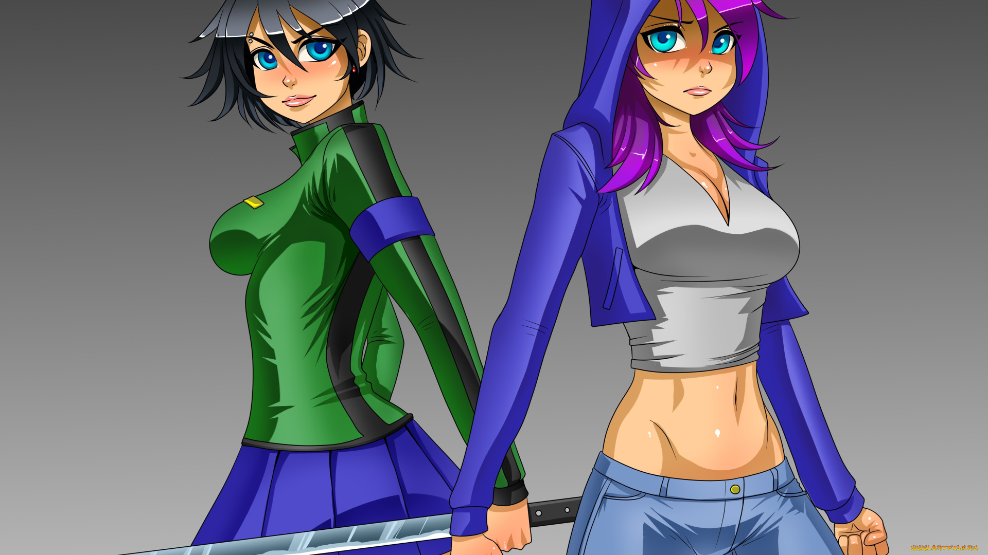 разное, арты, девушки, взгляд, фон