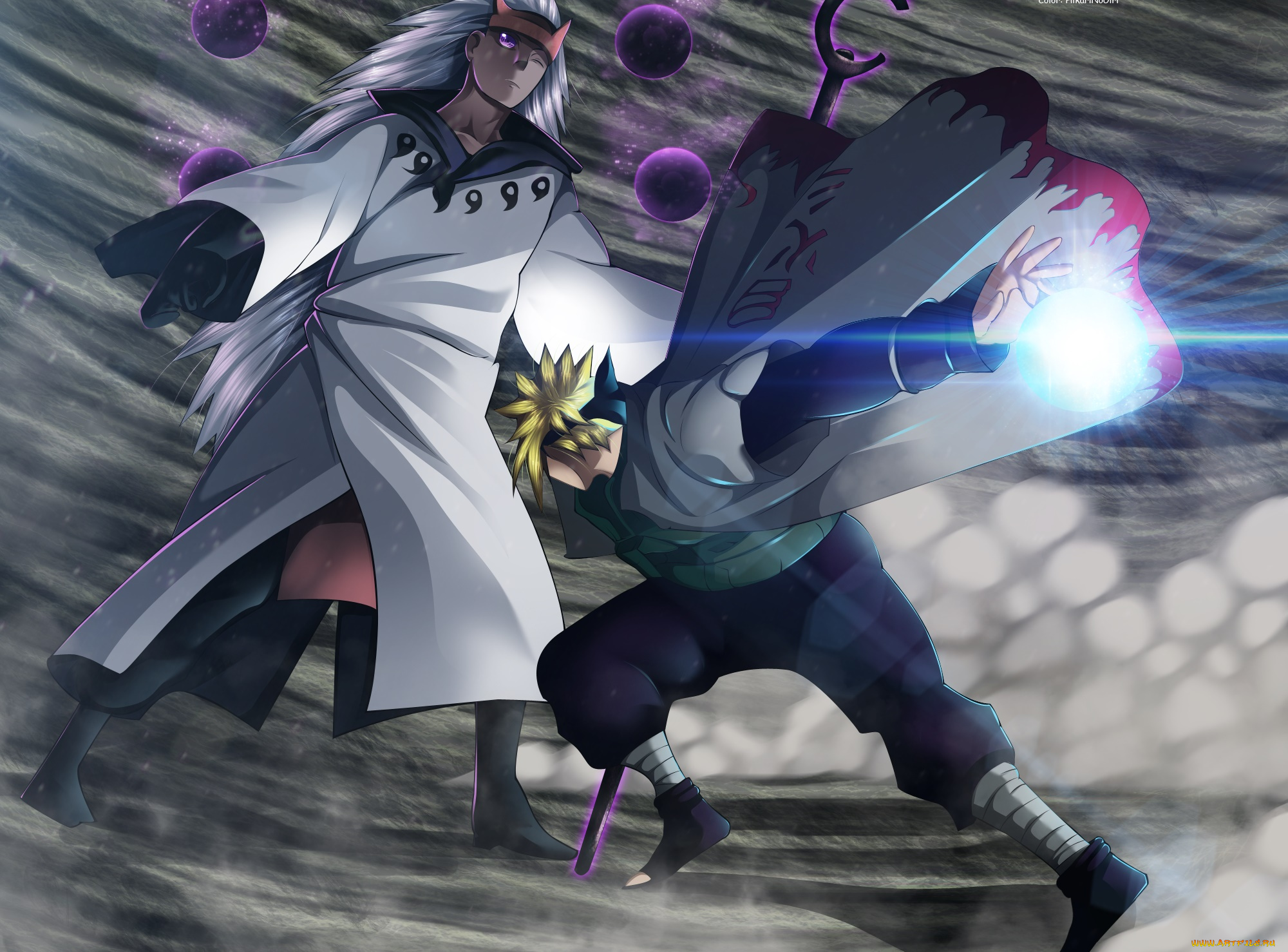 аниме, naruto, сражение, удар, мужчина, namikaze, minato