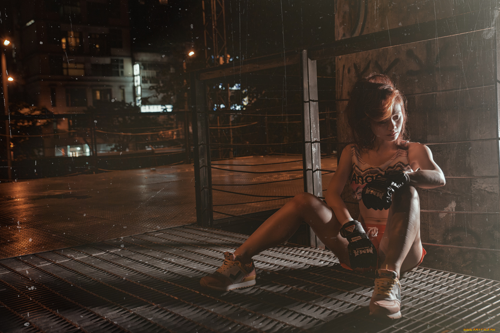 девушки, -unsort, , азиатки, перчатки, азиатка, девушка, отдых, решетка, шорты