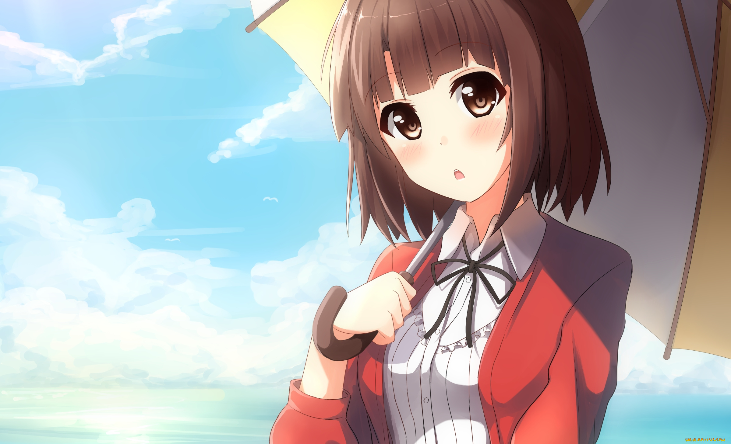 аниме, saenai, heroine, no, sodatekata, saenai, heroine, no, sodatekata, шатенка, девушка, арт, katou, megumi, onamae, kun, зонт