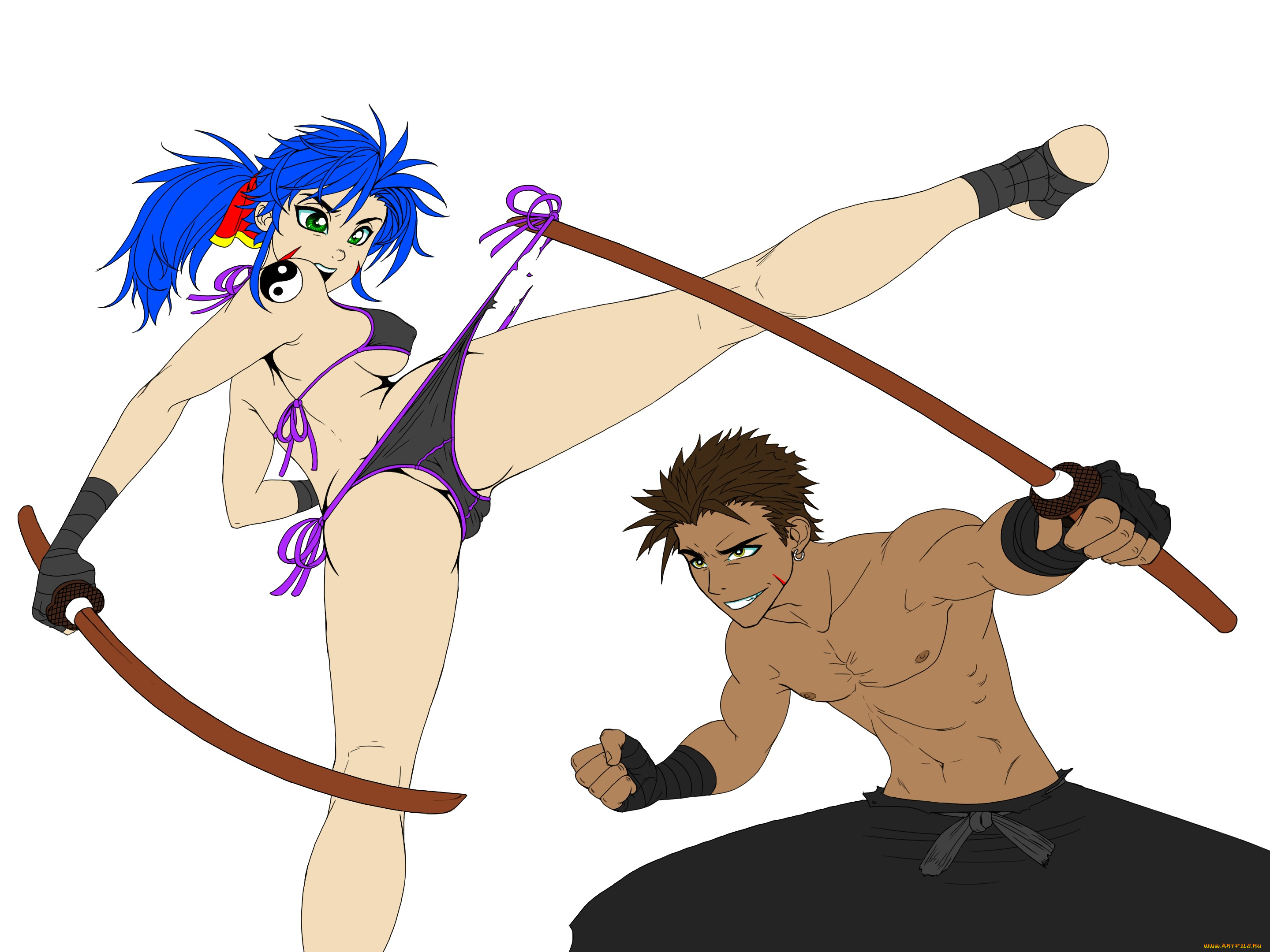 разное, арты, девушка, взгляд, фон, парень, оружие