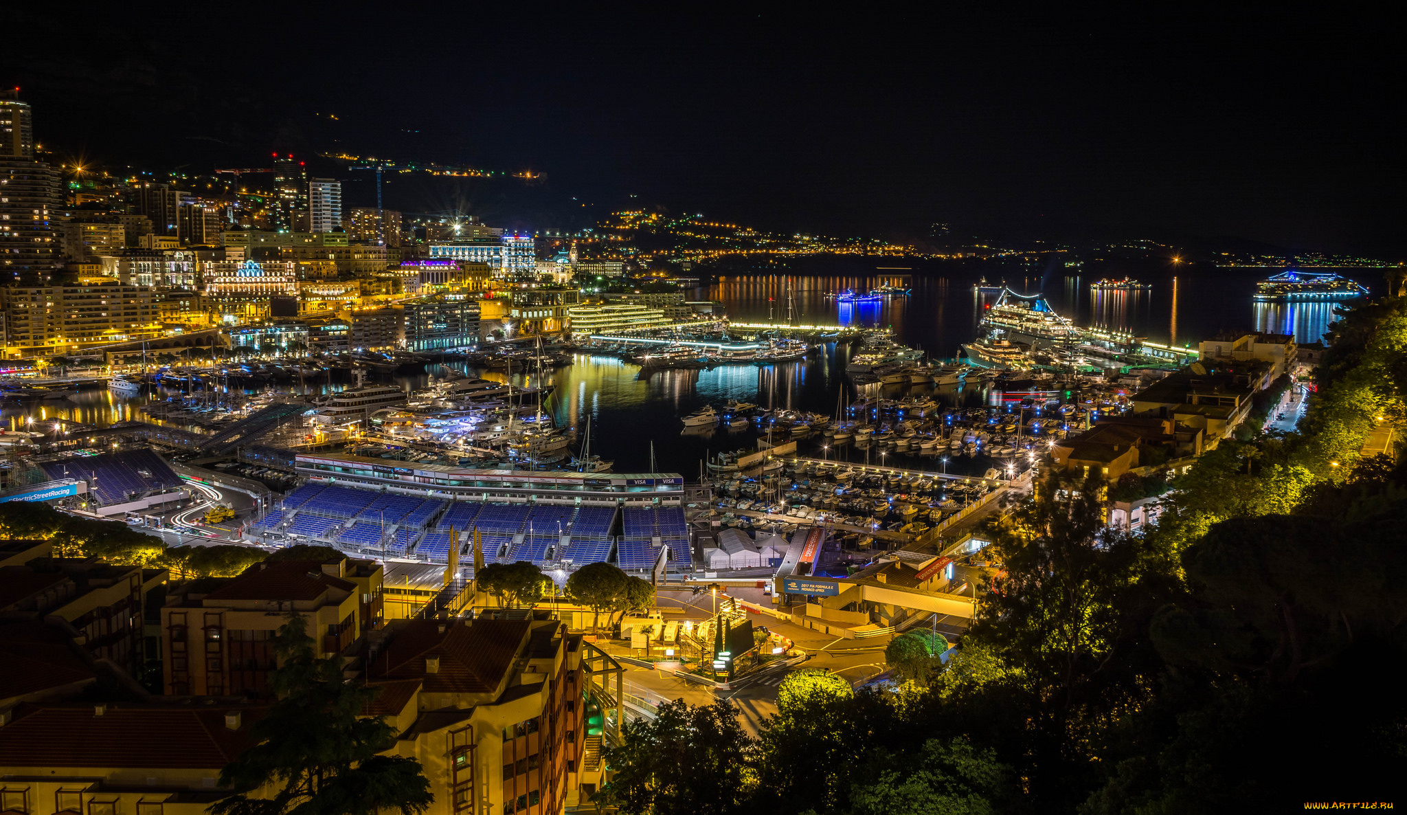 monaco, города, монако, , монако, ночь, огни