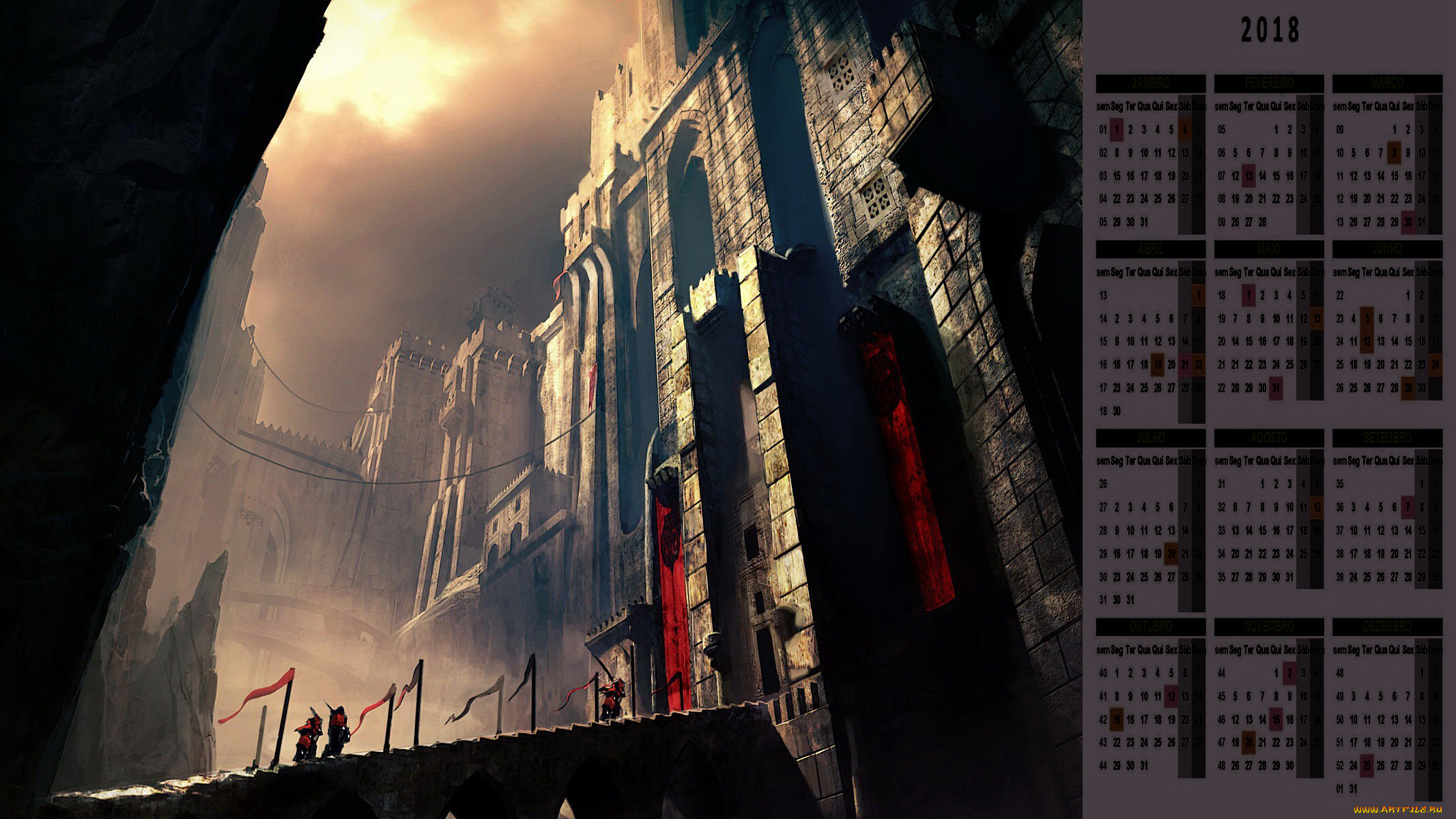 календари, фэнтези, здание