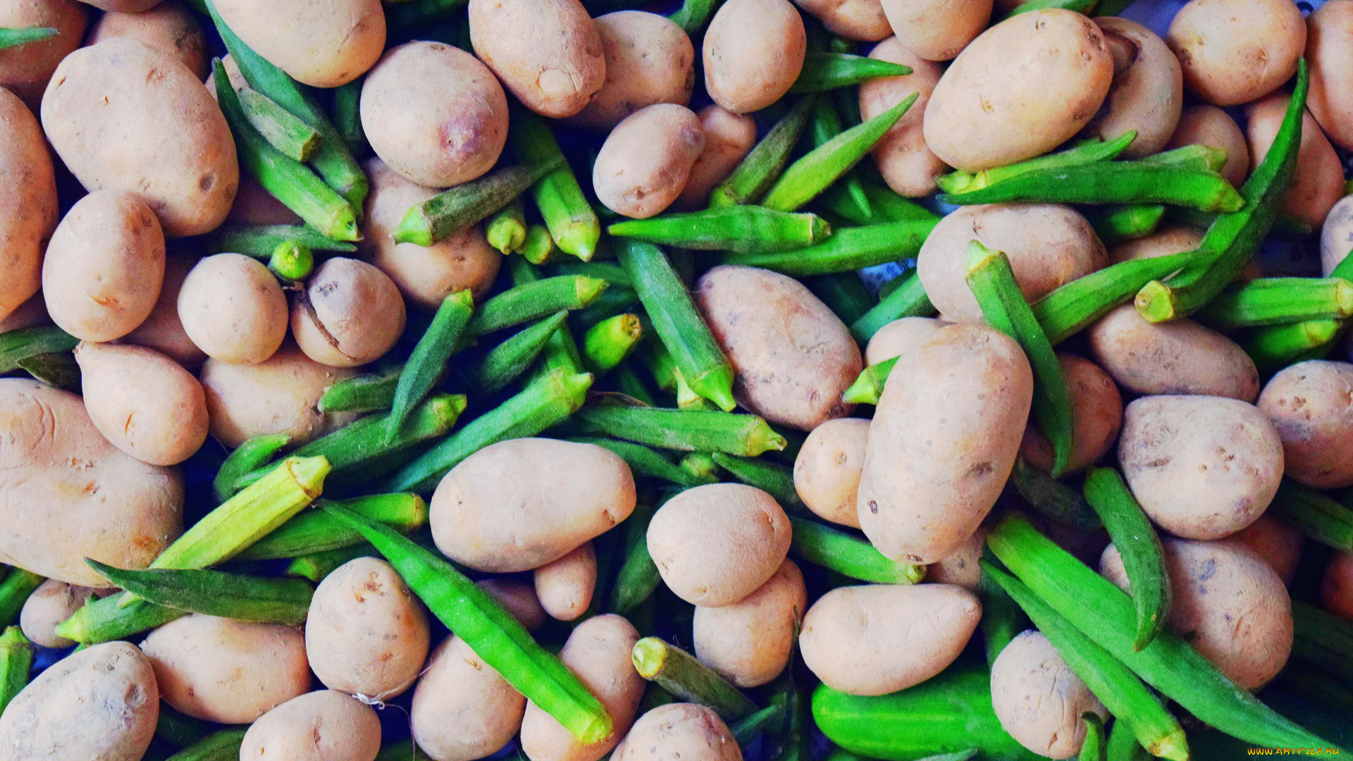 еда, овощи, картофель, бамия