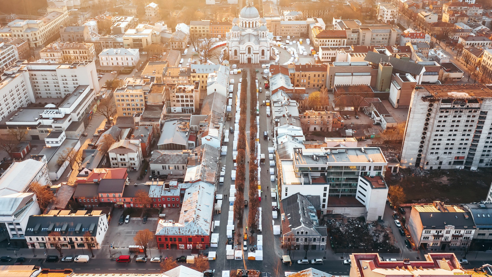 каунас, , литва, города, -, здания, , дома, городской, вид, с, воздуха, город, литва