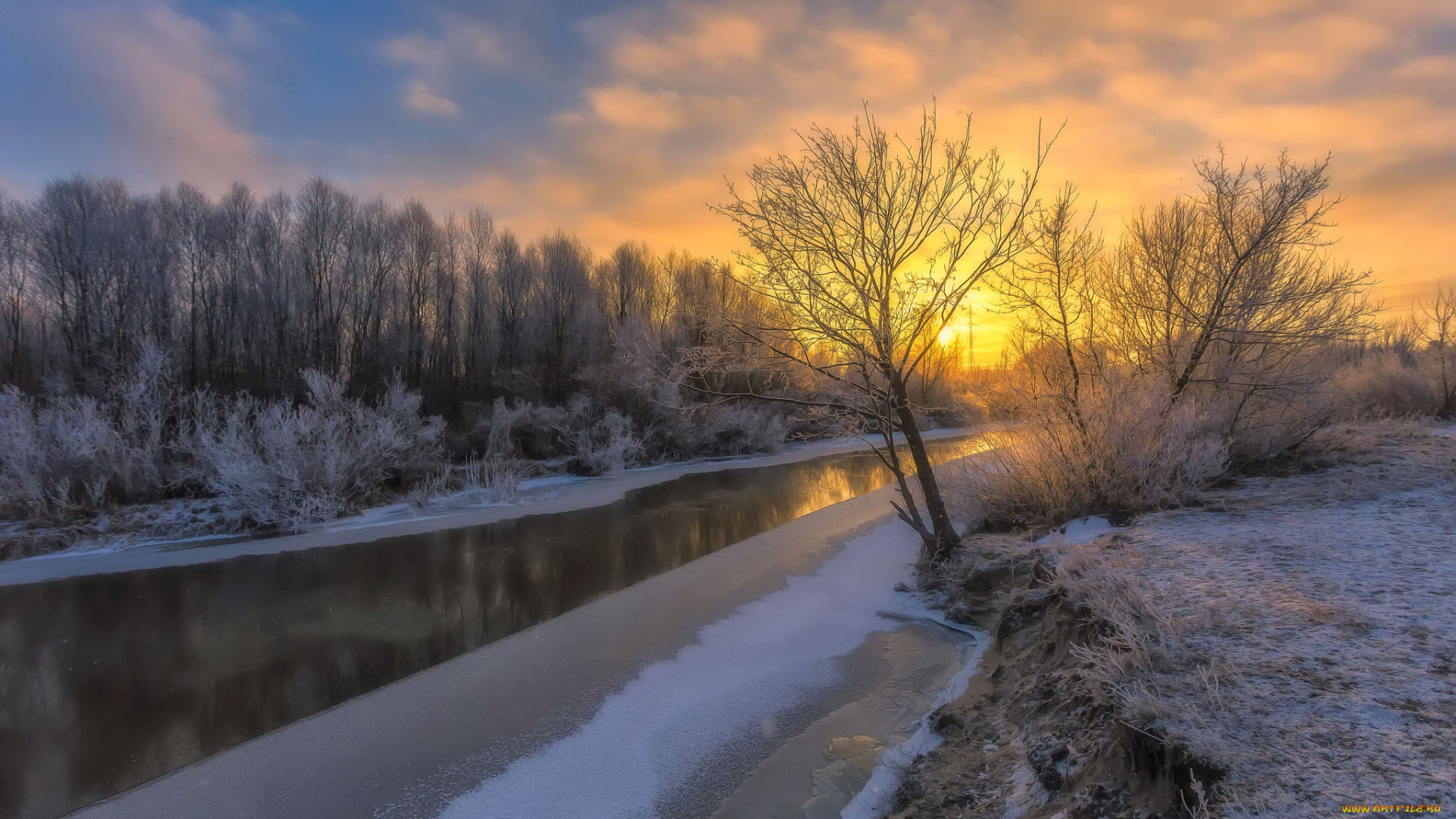 природа, реки, озера, рассвет, река, деревья