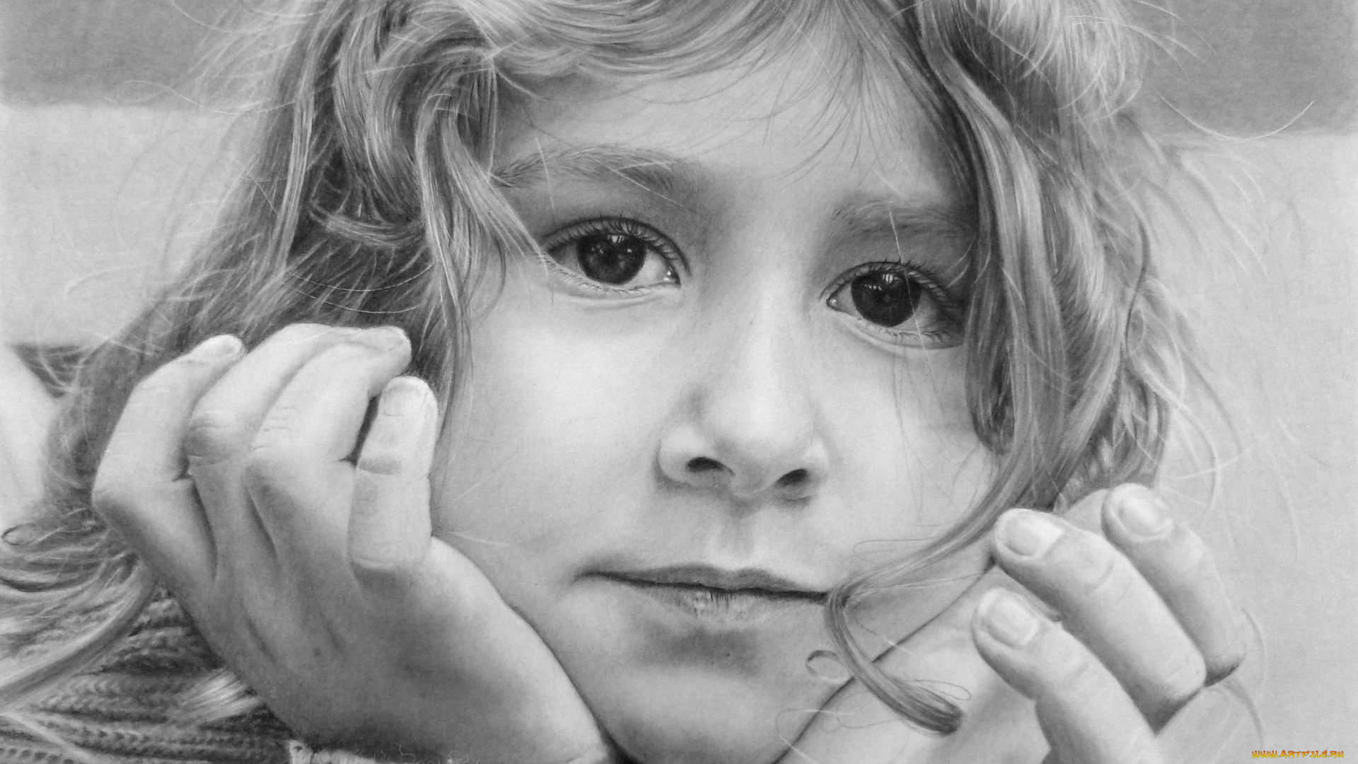 рисованное, дети, девочка, фон, взгляд