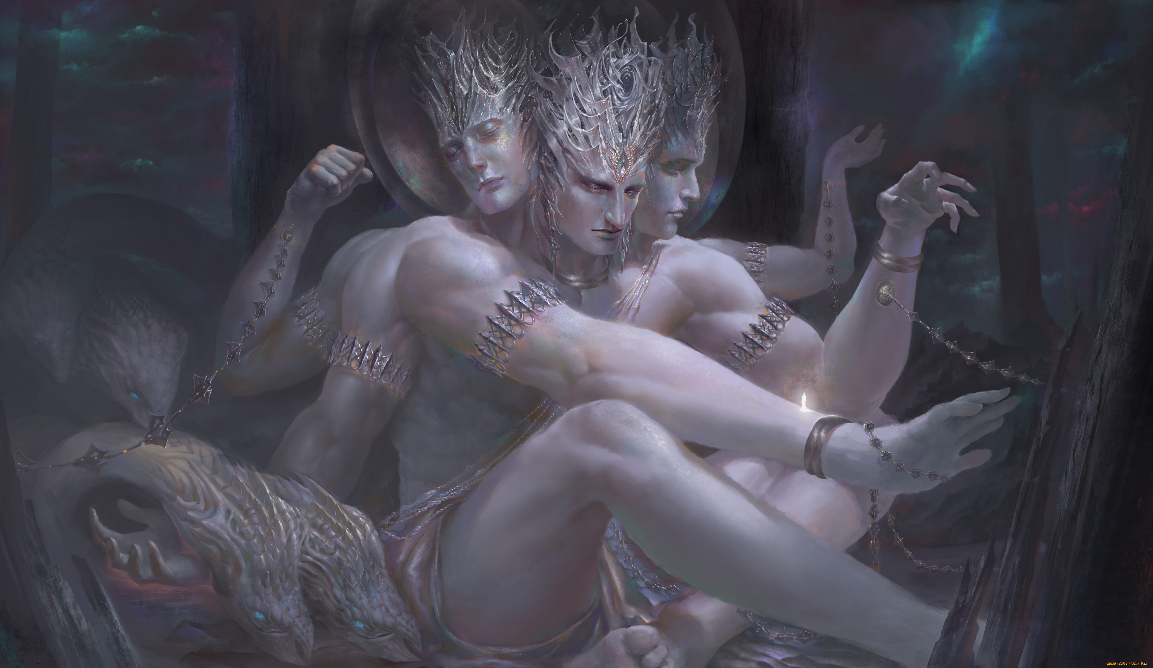 фэнтези, существа, божество, фон, руки