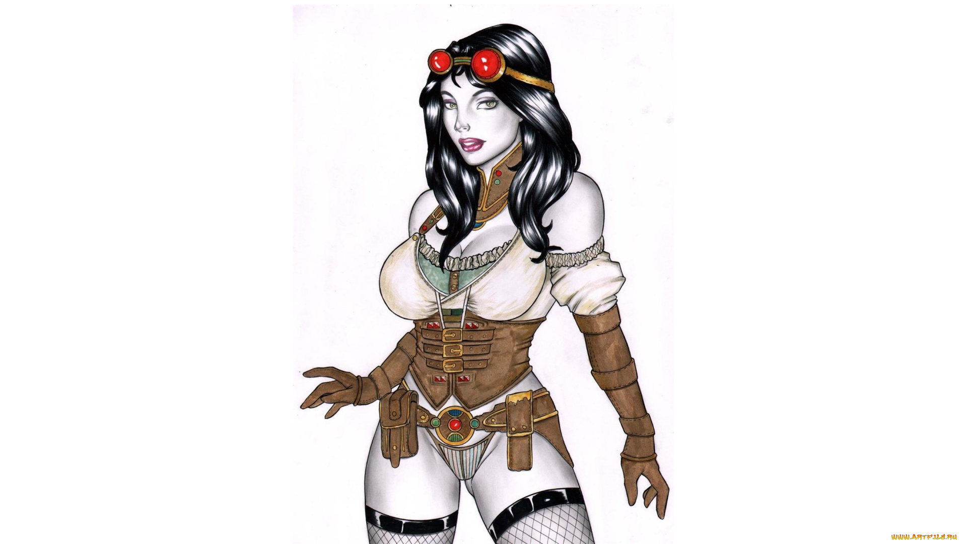 рисованное, elberty, oliveira, девушка, фон, взгляд, униформа