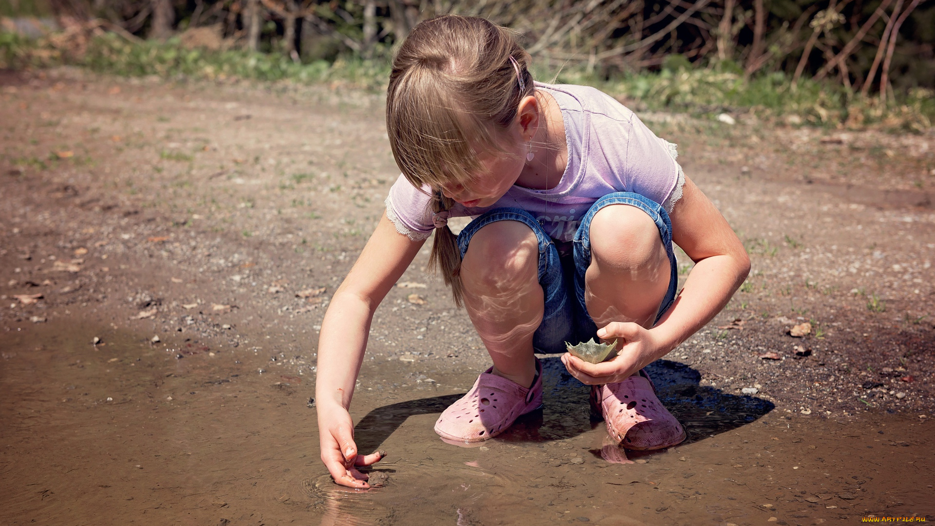 разное, дети, девочка, лужа