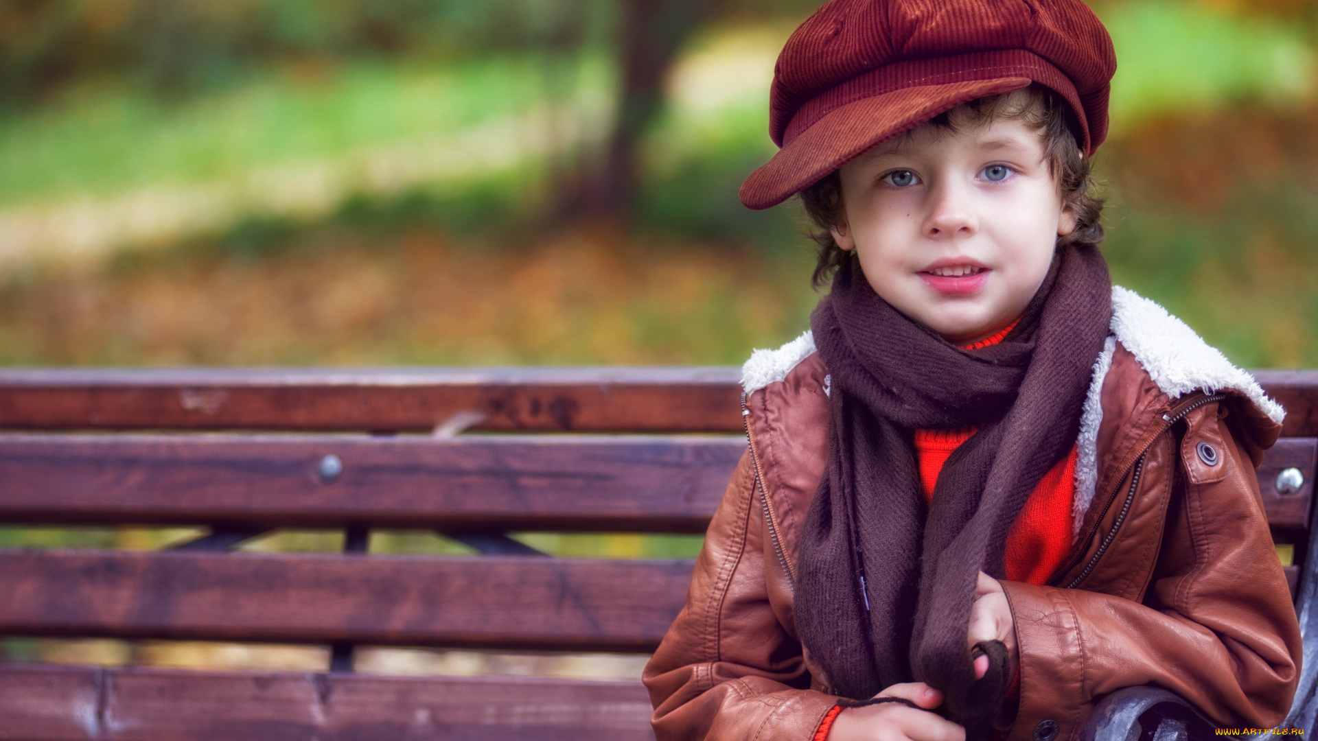 разное, дети, мальчик, кепка, шарф, куртка, скамейка