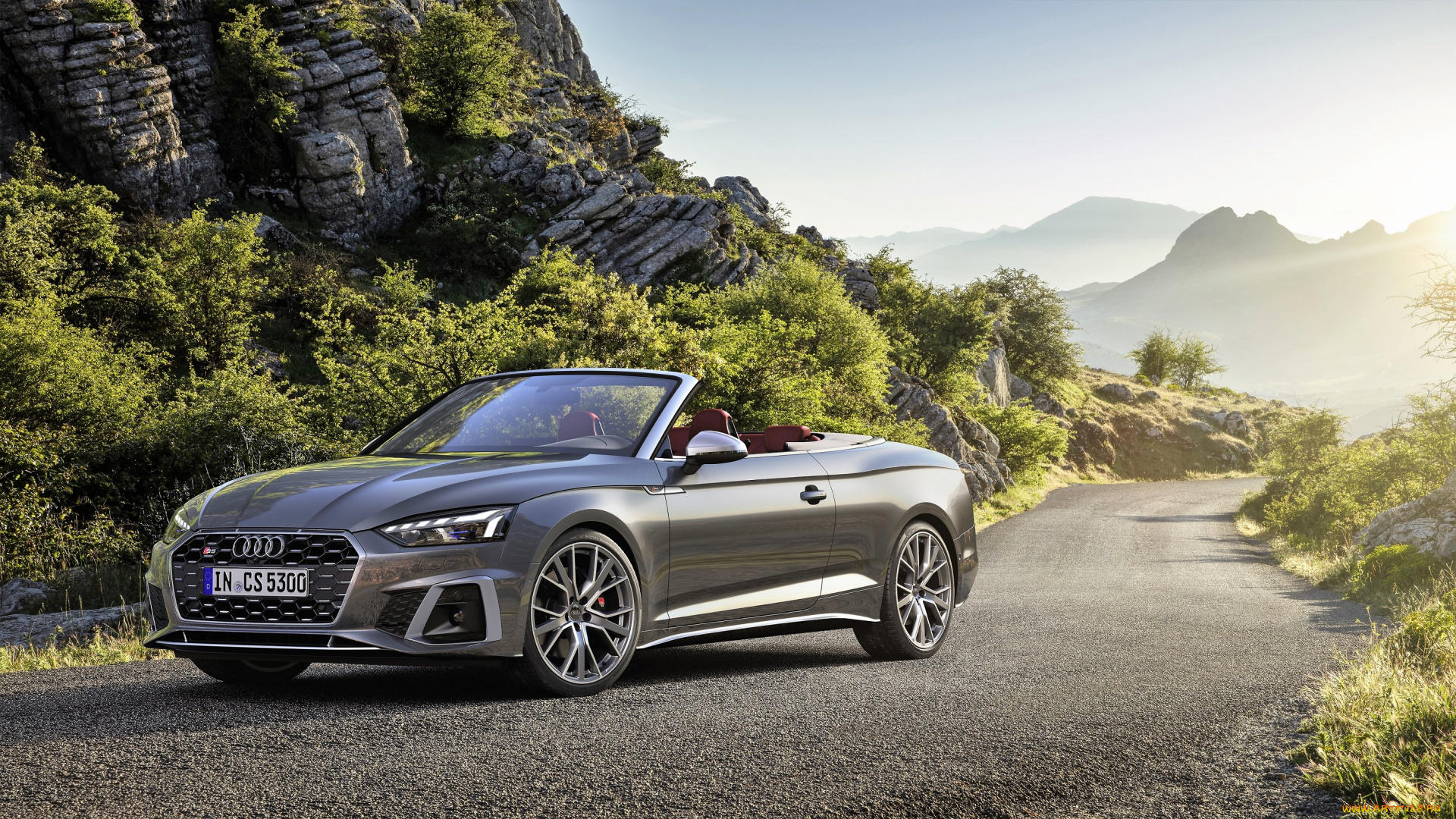 audi, s5, tfsi, convertible, автомобили, audi, серый, горы, дорога