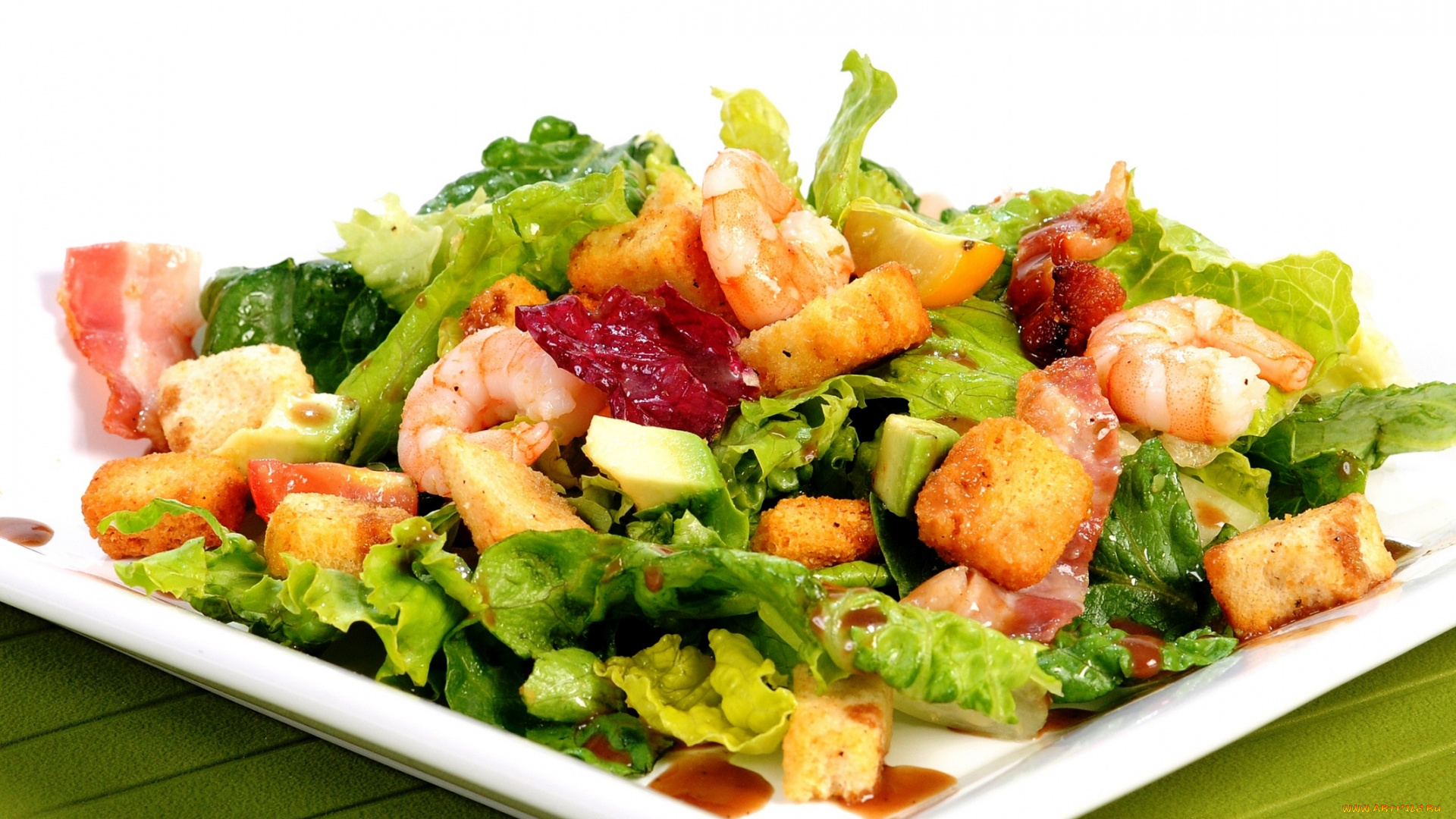 еда, салаты, , закуски, креветки, салат, зеленый, помидоры