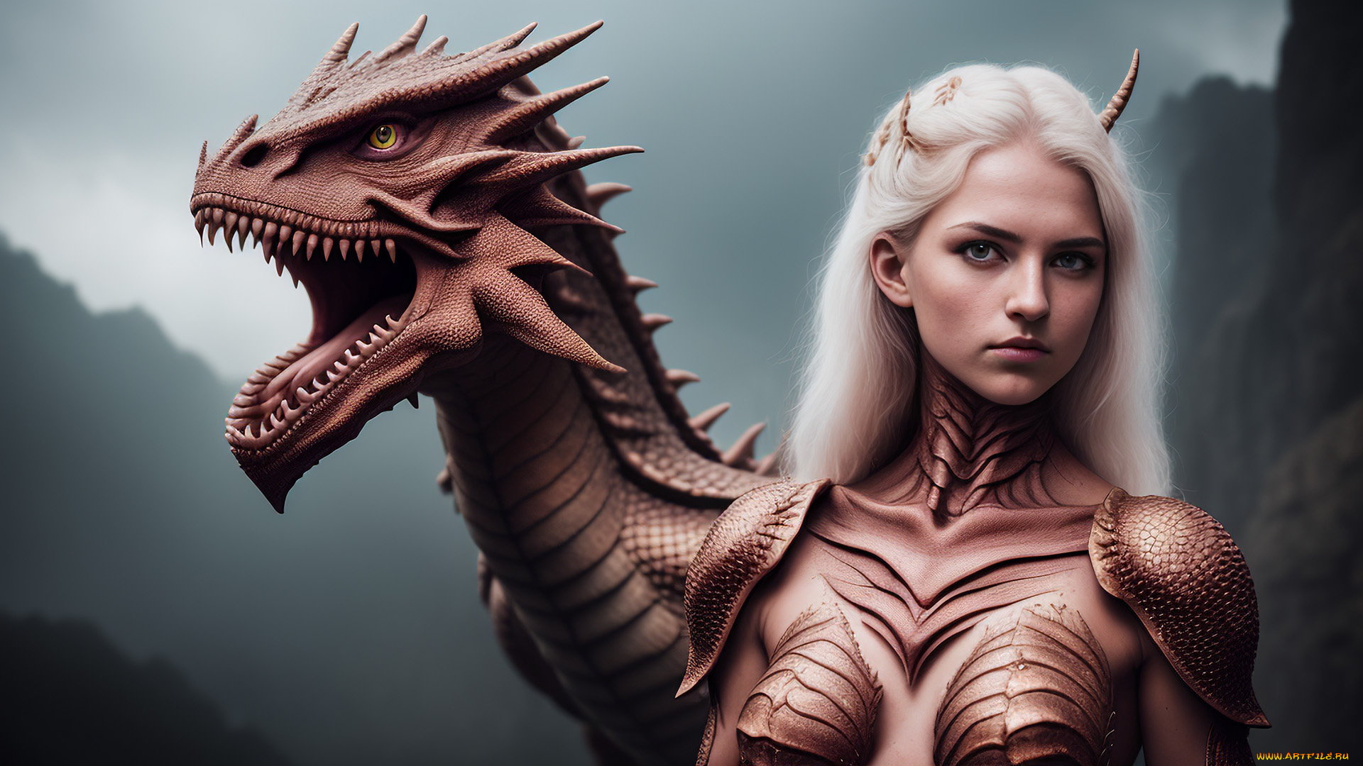 фэнтези, красавицы, и, чудовища, нейросети, графика, нейроарт, ai, art, нейронные, сети, рисунки, нейро, искусство, девушка, дракон