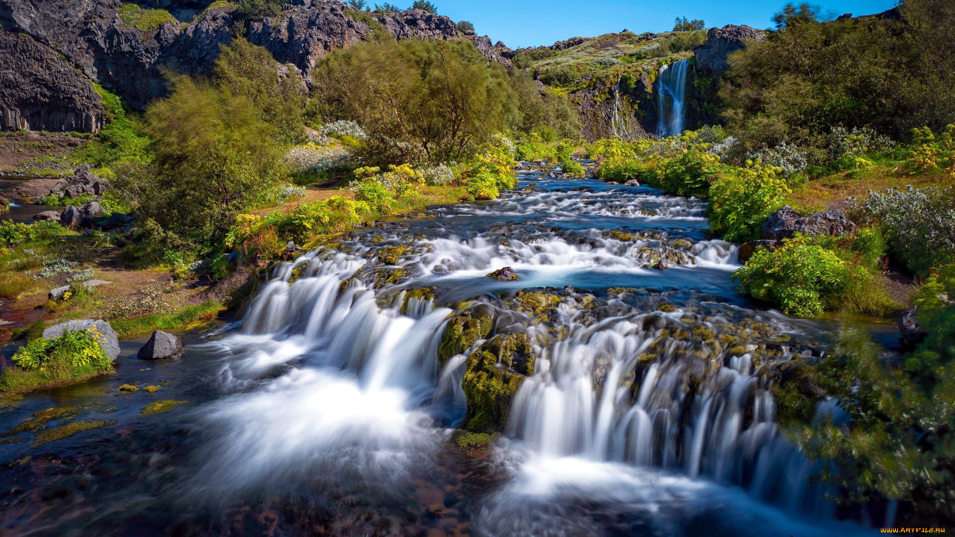 gjarfoss, waterfall, iceland, природа, водопады, gjarfoss, waterfall