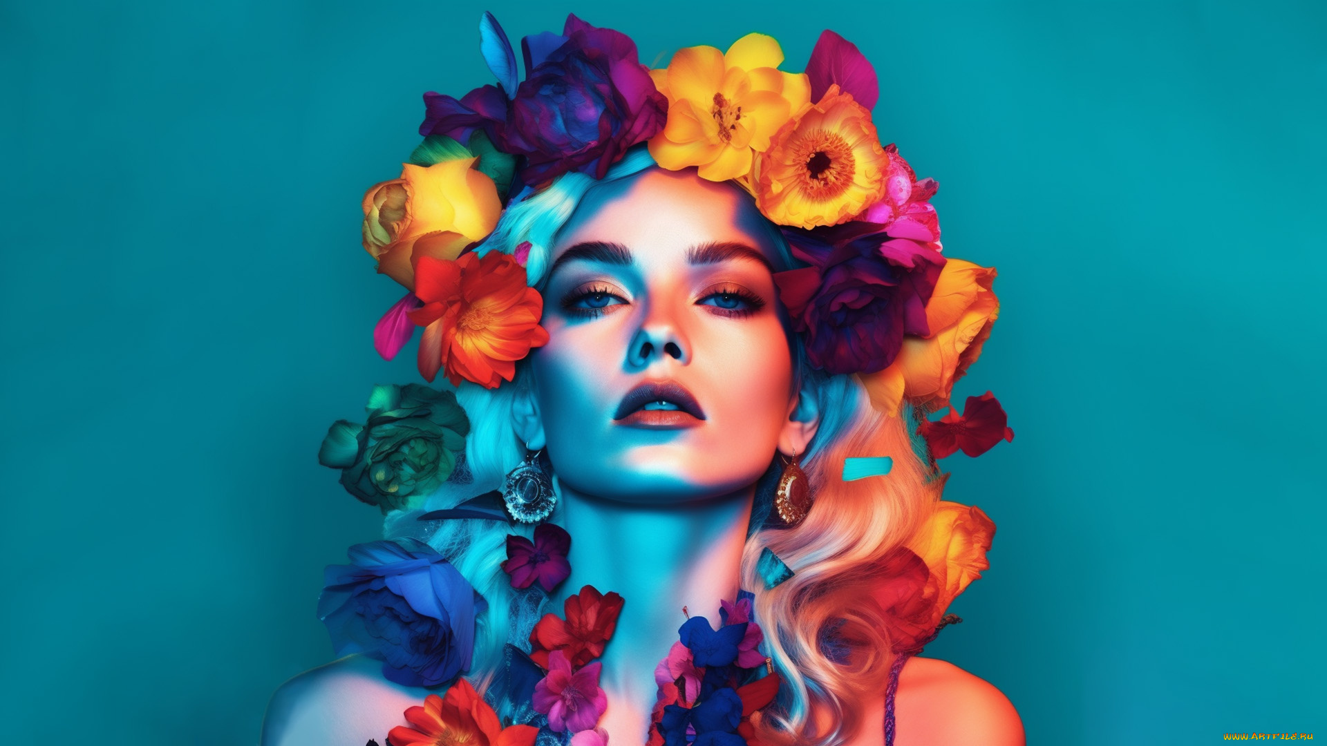 рисованное, люди, красивая, девушка