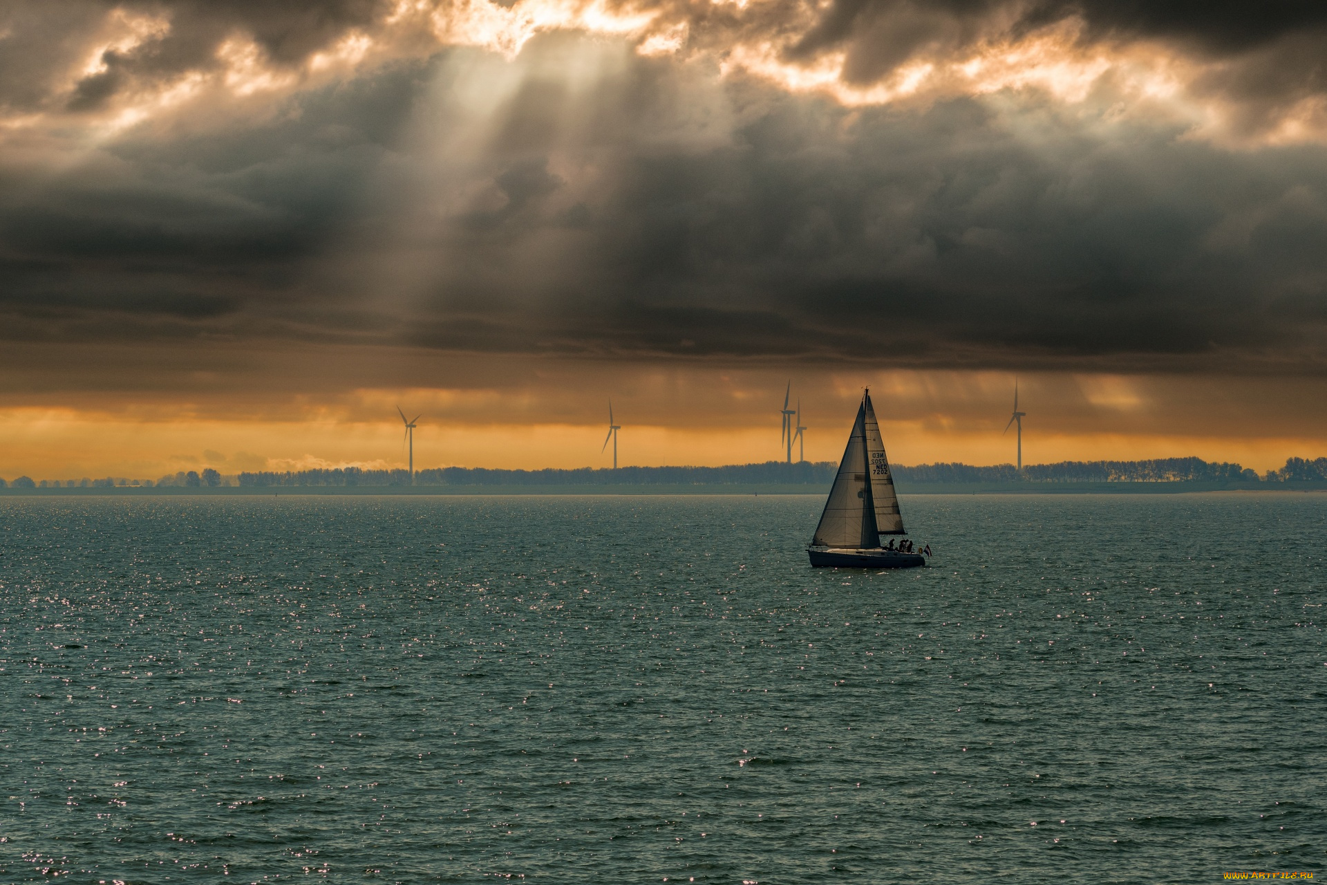 корабли, парусники, облака, парусник, море